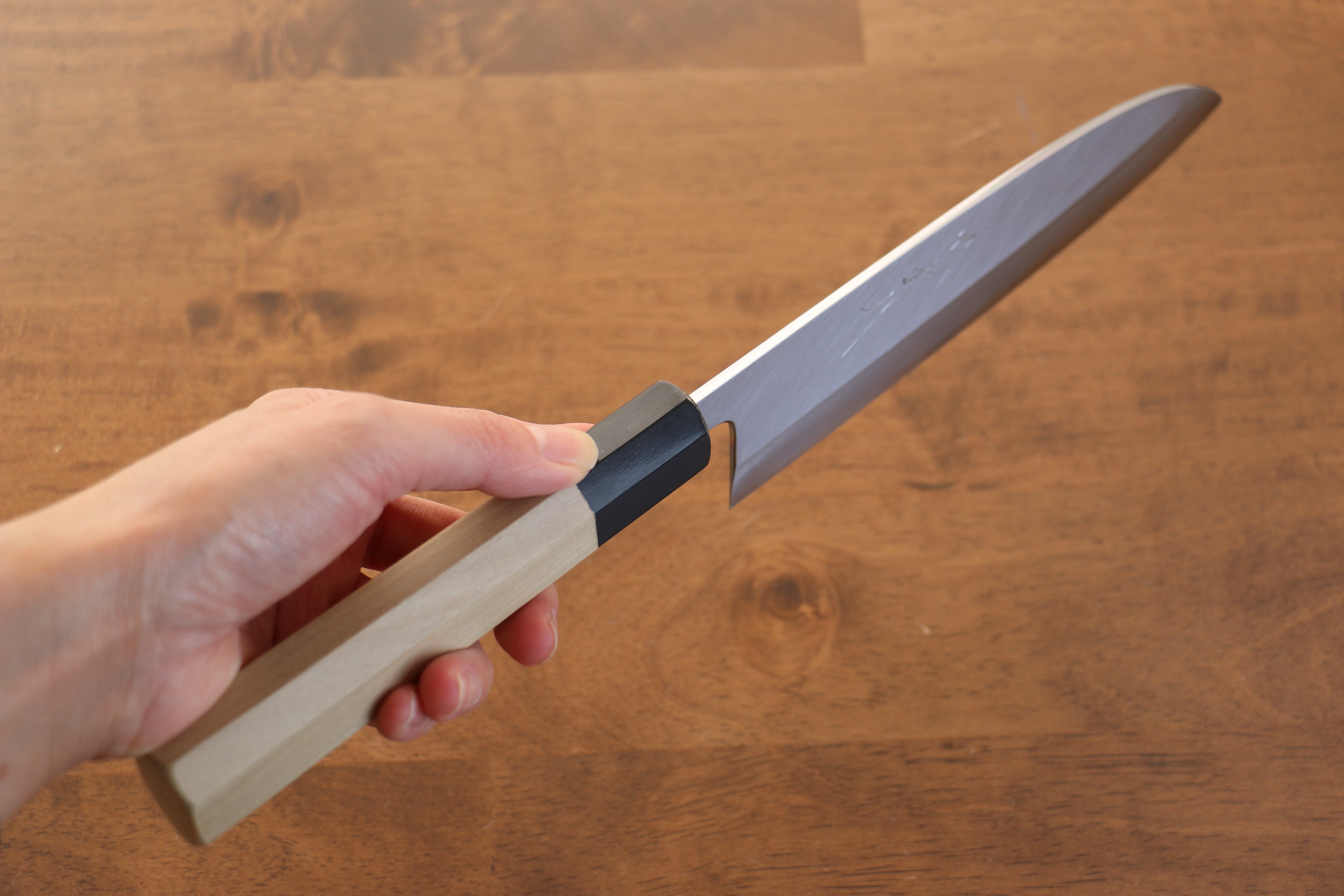 Premium Jikko Arata White Steel No.2 Santoku Knife 180mm - Japanese Magnolia Wood Handle - Professional Chef's Knife for Slicing, Dicing & Chopping Vegetables, Meat & Fish