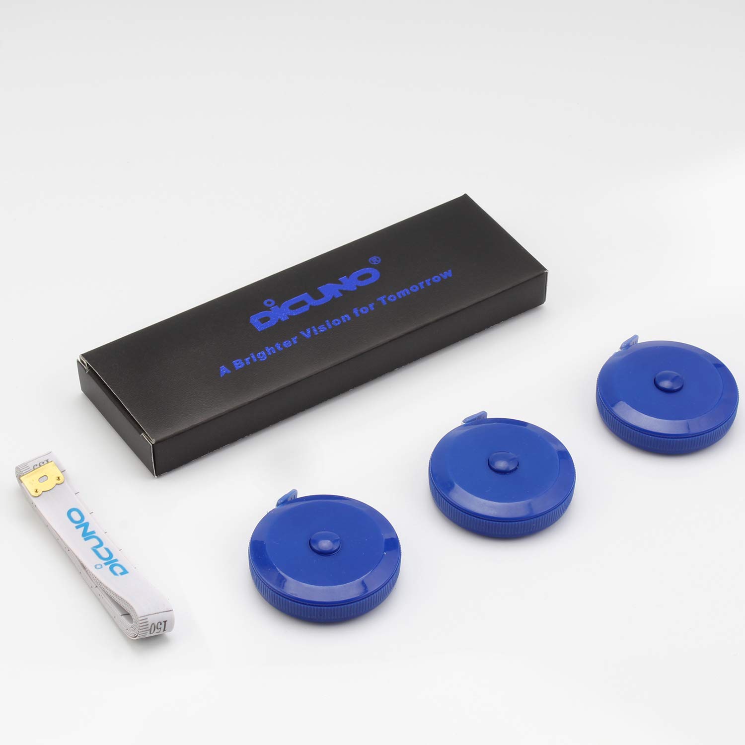 DiCUNO 60-Inch Soft Retractable Measuring Tape for Sewing, Tailoring & Craft - 3 Pack Blue Fabric Tape Measure with 1.5 Meter Length - Perfect for Body Measurements, Dieting & DIY Projects