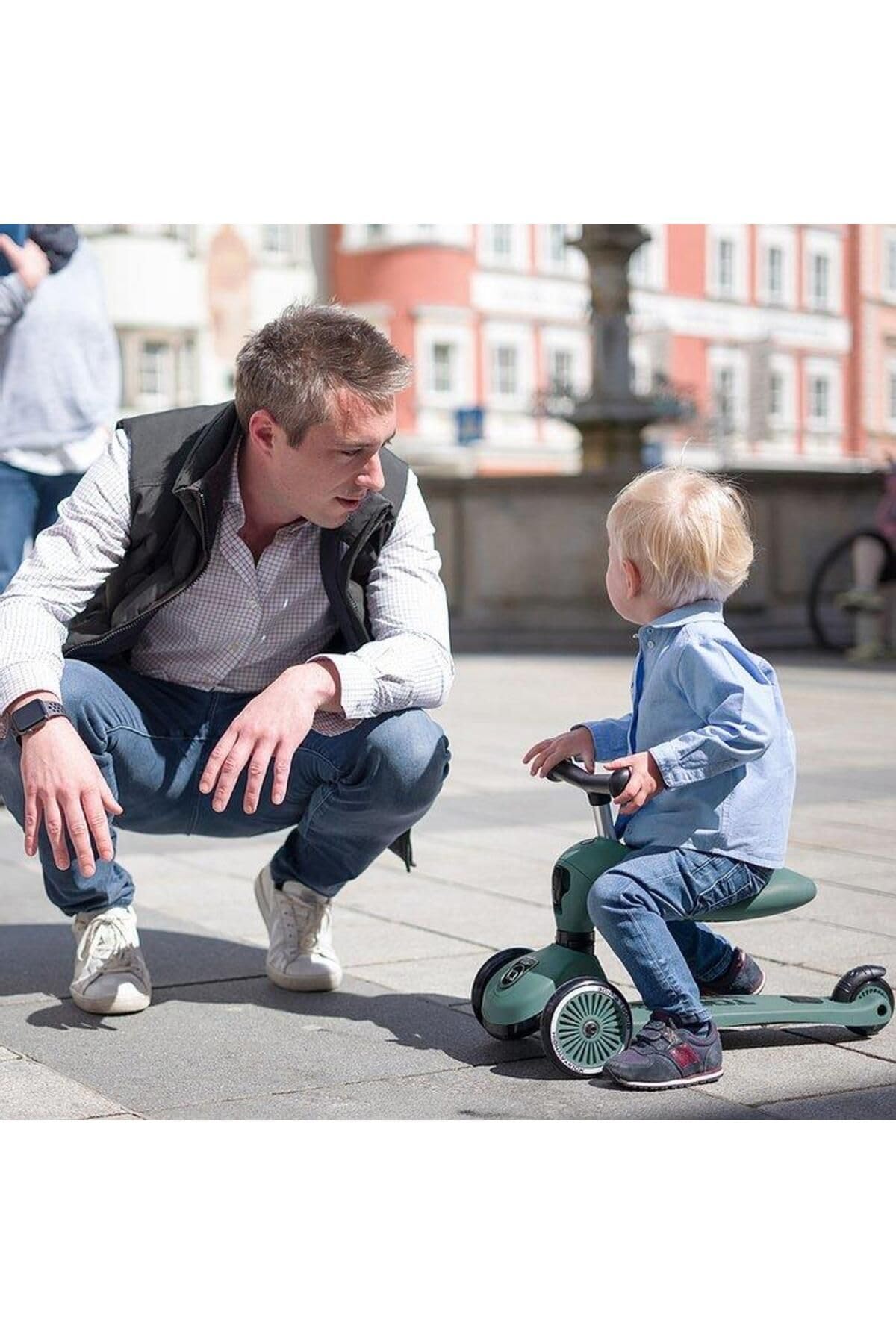 2-in-1 Ride-On & Stand Scooter for Kids Ages 1-5 | Highwaykick 1 Forest Green | Toddler Push Scooter & Balance Bike | Perfect for Indoor Play & Outdoor Park Adventures