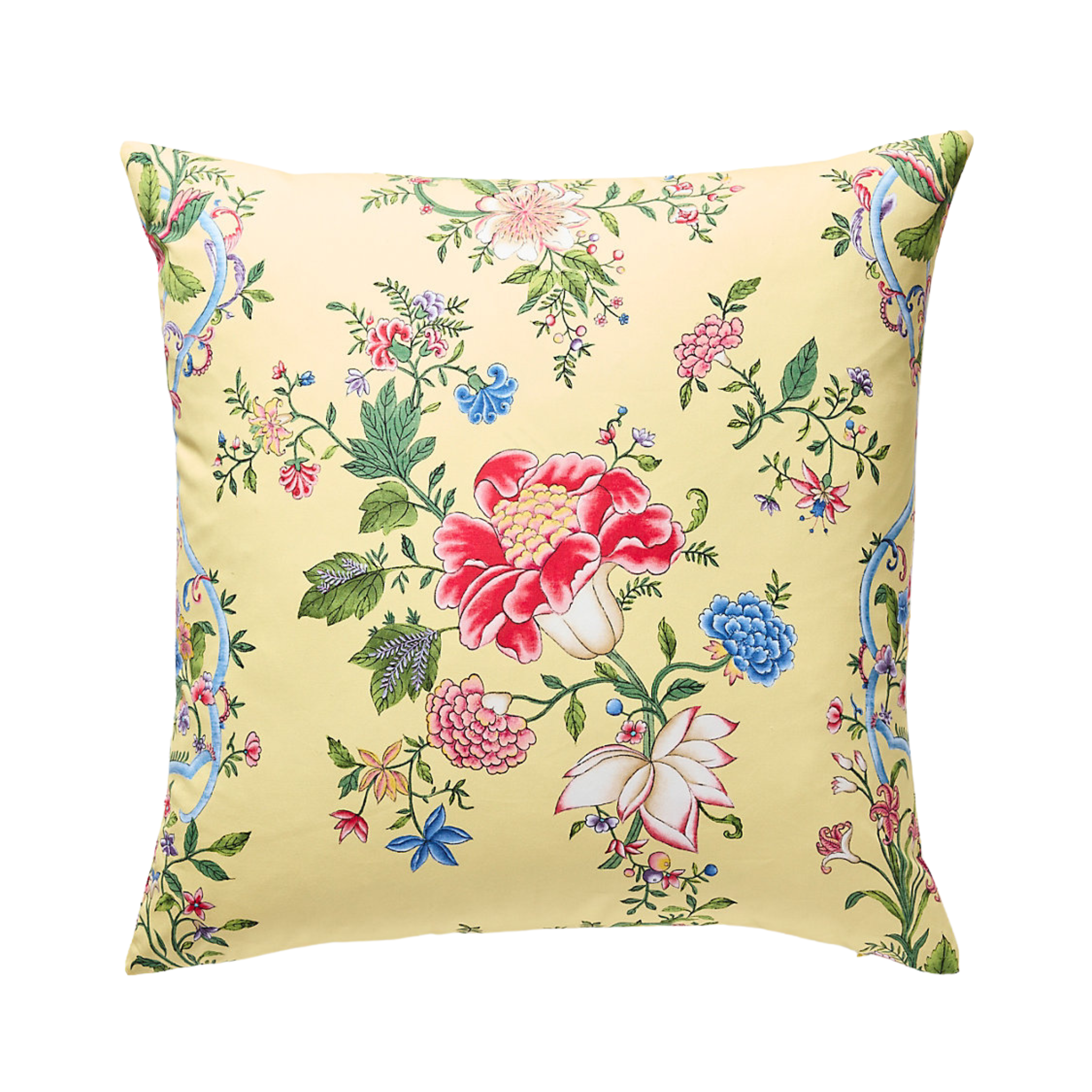 Butter Blue Camellia Trellis Decorative Throw Pillow Cover - Floral Home Decor for Sofa, Bedroom & Living Room
