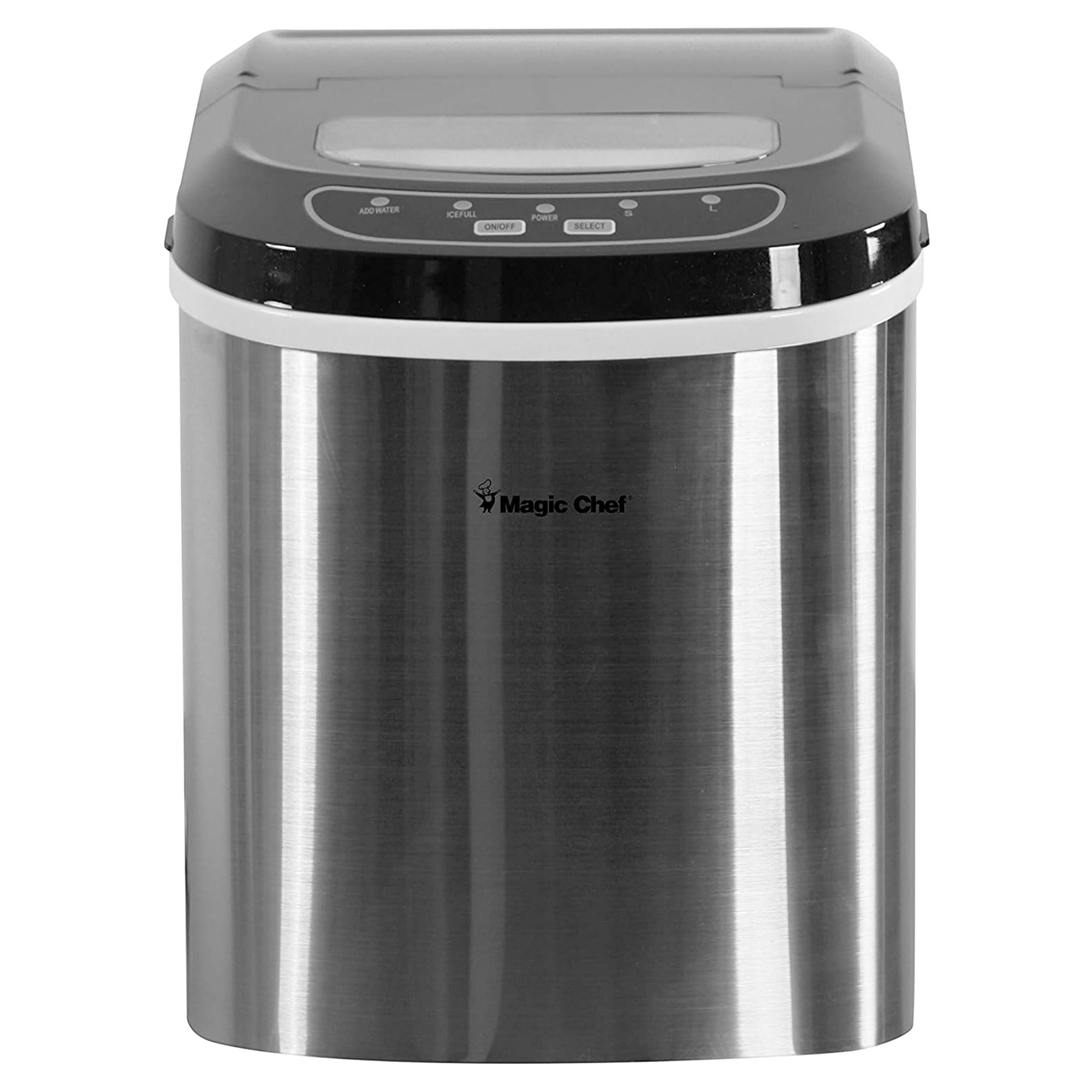 Magic Chef Portable Countertop Ice Maker - 27lb Capacity Stainless Steel Small Ice Machine for Kitchen, Home Bar & Parties | Perfect for Cocktails, Beverages & Outdoor Gatherings