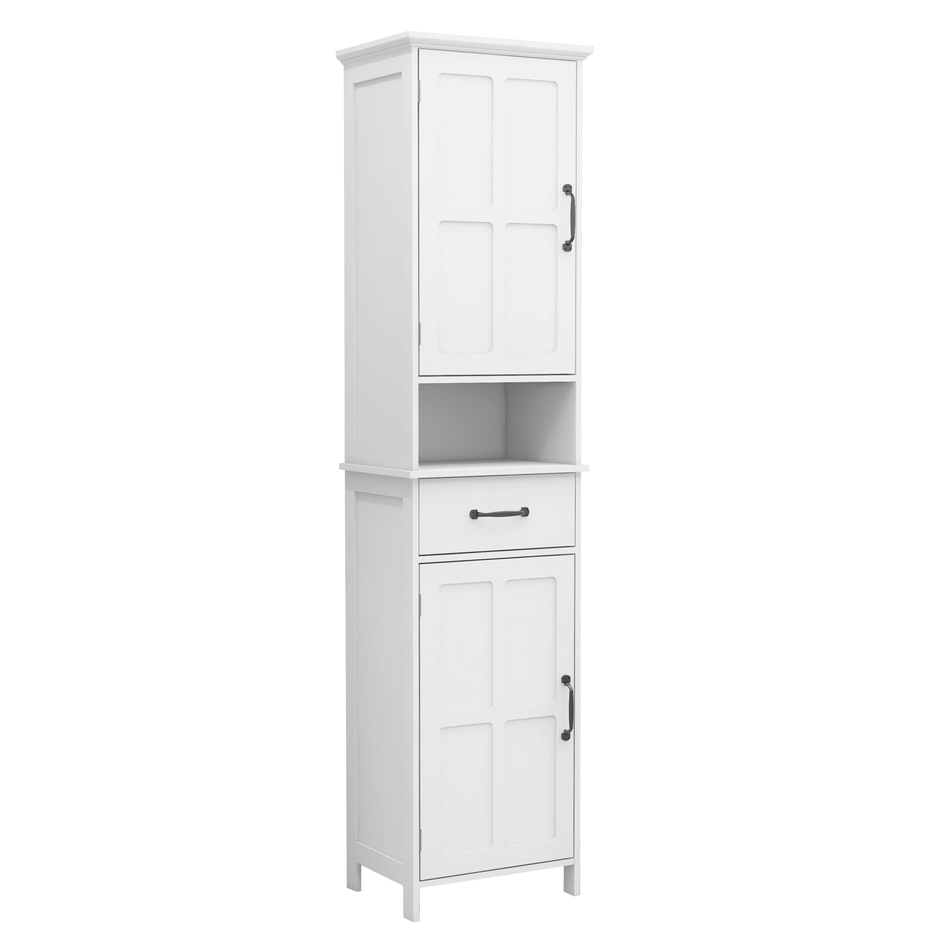 Double Door Narrow Height Slim Floor Standing Cabinet - Space-Saving Storage for Small Rooms & Apartments | Perfect for Bedroom, Living Room & Entryway Organization
