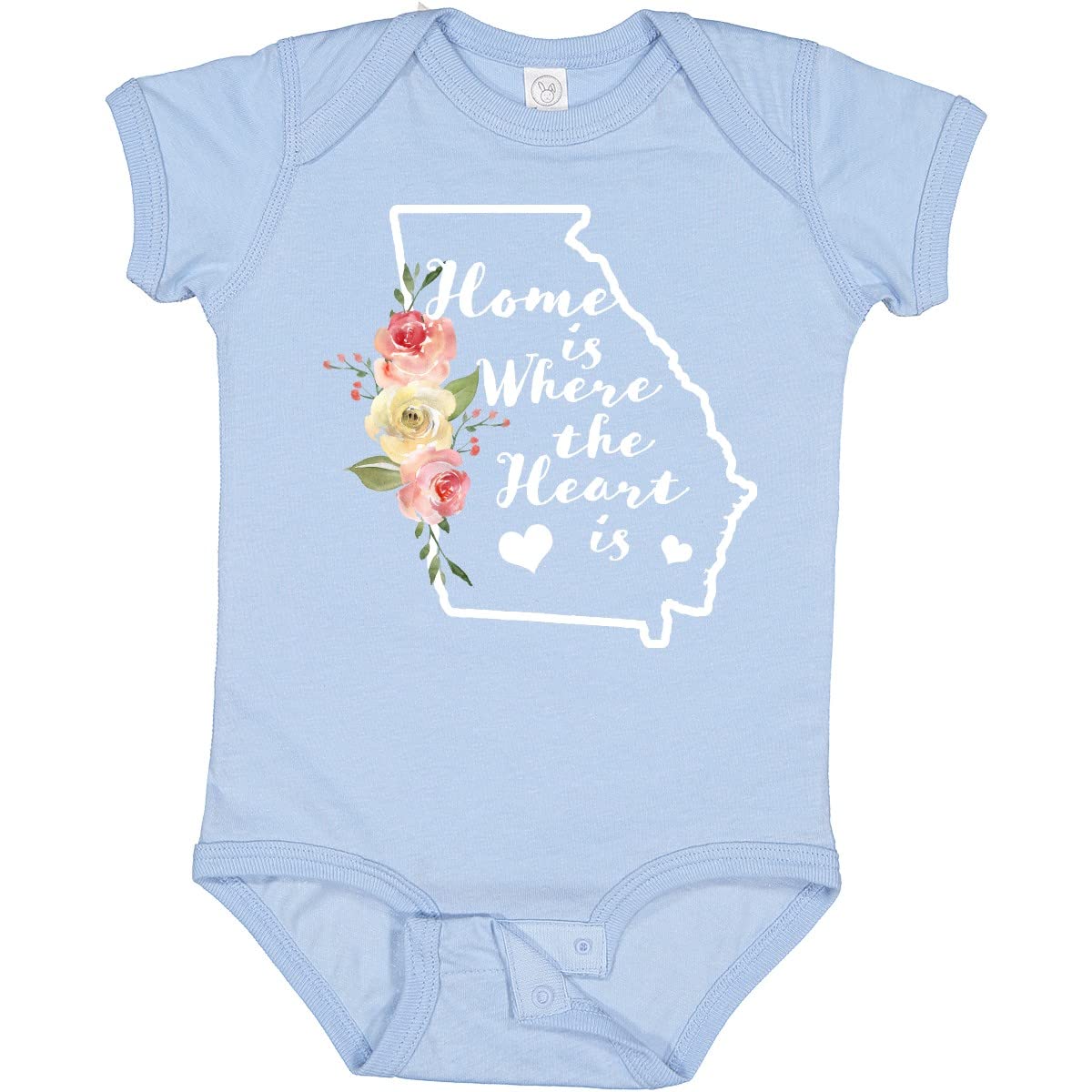 Inktastic Georgia Home is Where The Heart is Watercolor Baby Bodysuit - Soft Cotton Onesie for Newborns & Infants - Perfect for Family Photos, Holidays & Everyday Wear
