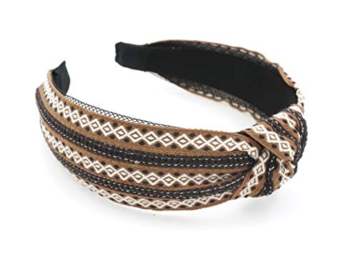 XWWDP Korean Retro Ethnic Prismatic Wavy Ribbon Knotted Headband - Wild Mesh Wide Brimmed Hair Accessory for Women | Perfect for Boho Festivals, Weddings & Vintage Fashion Styling