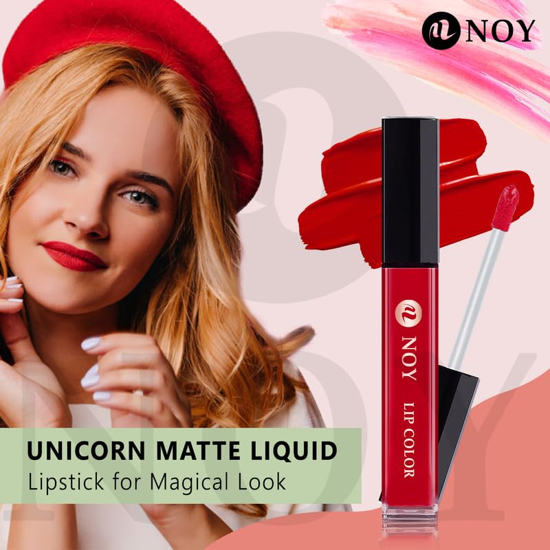 NOY Radiant Renaissance Matte Liquid Lipstick - Smudgeproof, Long-Lasting (Wine Red, Coffee, Maroon) 4-Pack Set for Party, Date Night & Special Occasions