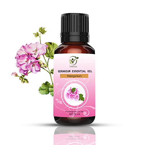100% Pure Geranium Essential Oil - Natural Skin Care, Hair Growth & Aromatherapy Massage (15ml) | Perfect for DIY Beauty, Relaxation & Home Spa
