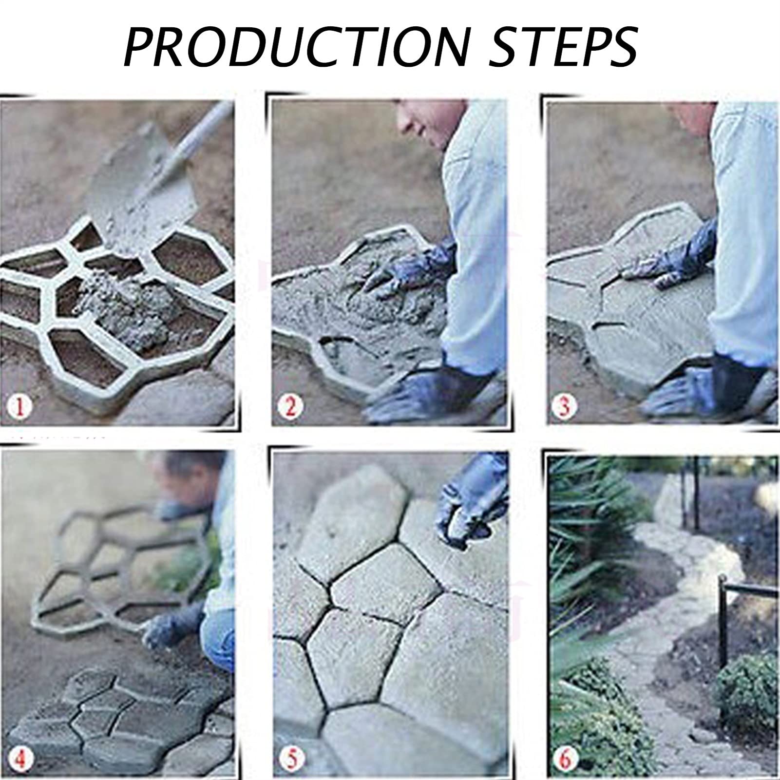 Reusable Concrete Path Maker Molds - DIY Stepping Stone Paver for Lawn, Patio, Yard & Garden Walkway (2-Pack, Black, 41.2x41.2x4.5cm) | Perfect for Creating Custom Pathways & Landscaping Designs