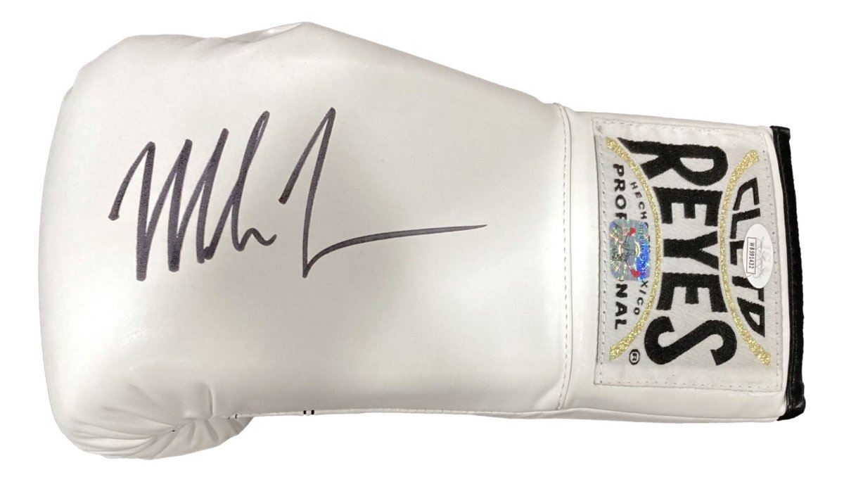 Mike Tyson Autographed Left Hand White Cleto Reyes Boxing Glove with JSA ITP COA - Perfect for Boxing Memorabilia Collectors & Sports Fans Display