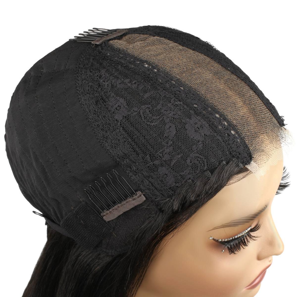 Yaki Straight 2x6 HD Lace Closure 100% Human Hair Glueless Wig - Natural Black Brazilian Hair for Women, Pre-Plucked with Baby Hair, Breathable & Comfortable for Daily Wear, Parties & Special Occasions