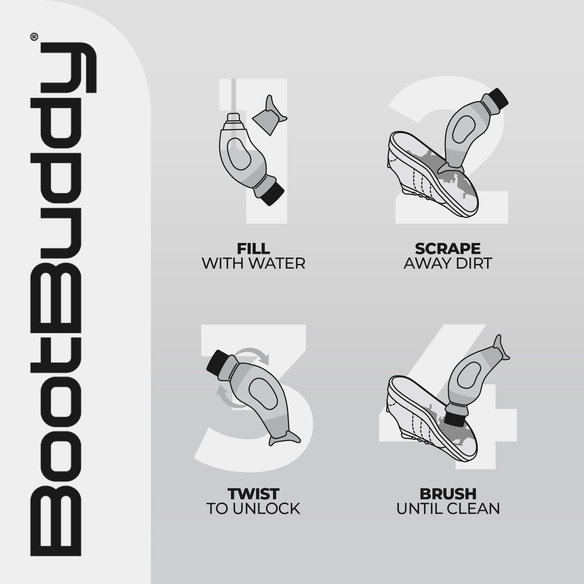 BootBuddy Shoe Cleaner Brush - Quick Mud & Dirt Remover for Hiking, Golf & Running Shoes - Perfect for Outdoor Sports