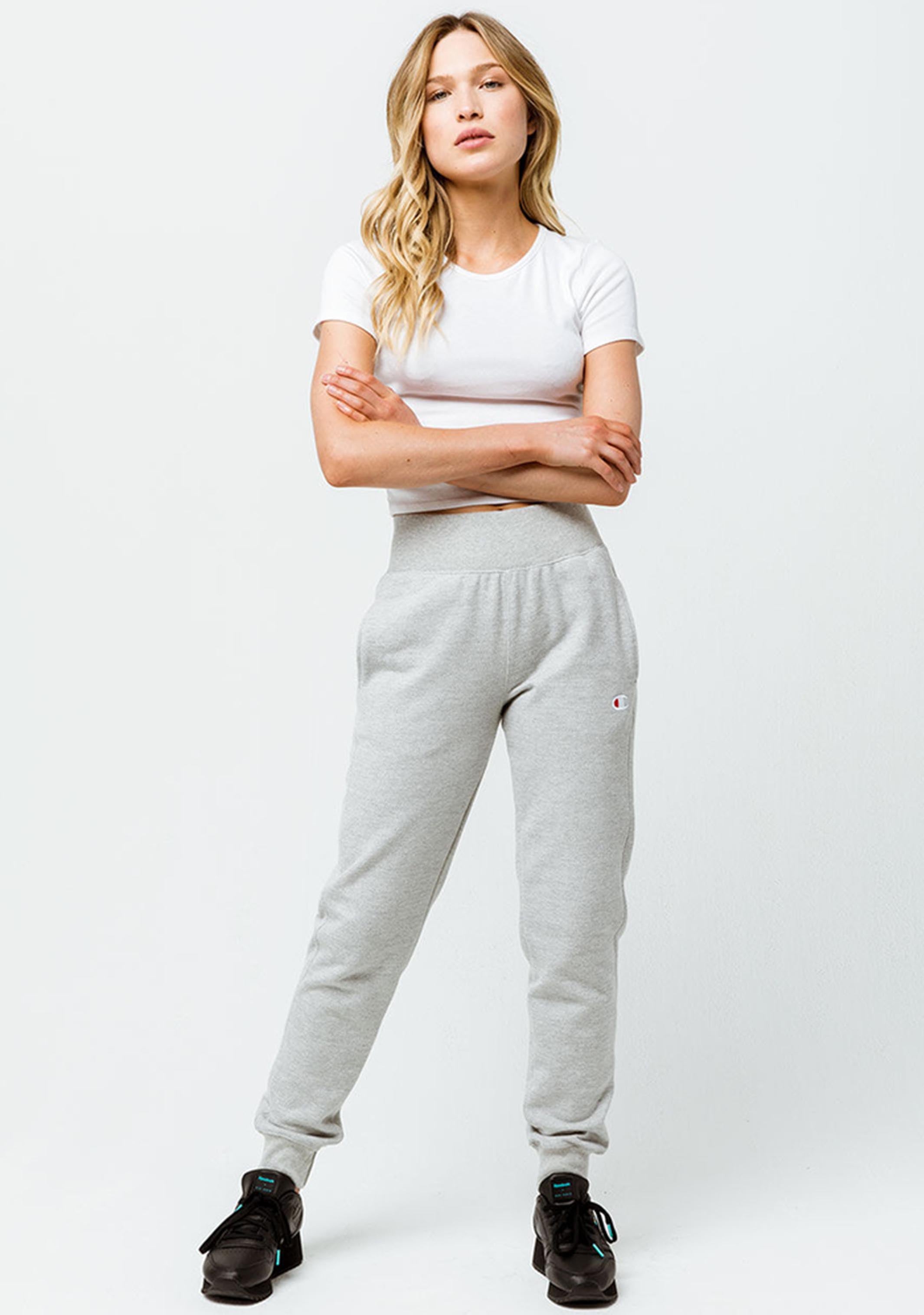 Champion Women's Reverse Weave Joggers with Small C Logo - Soft Fleece Lounge Pants for Running, Yoga & Casual Wear