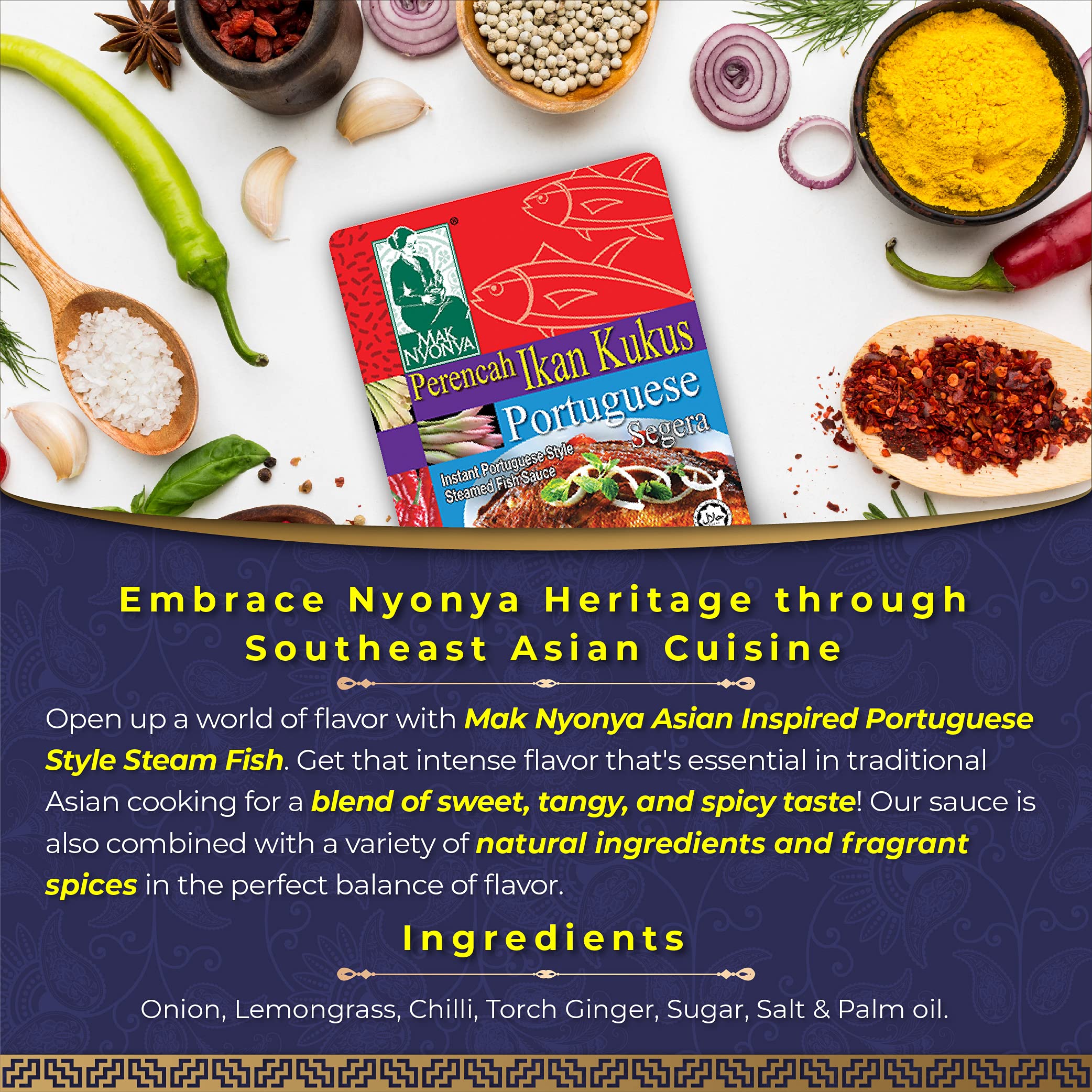 Authentic Mak Nyonya Instant Chicken Rice Sauce X2, Chicken Curry Sauce X2, Portuguese Style Steamed Fish Sauce X1 | Premium Asian Spices & Hot Sauces | Stir Fry & Cooking Sauces | Delicious Asian Food | 7oz Each | Perfect for Home Cooking, Meal Prep & Asian Cuisine Lovers