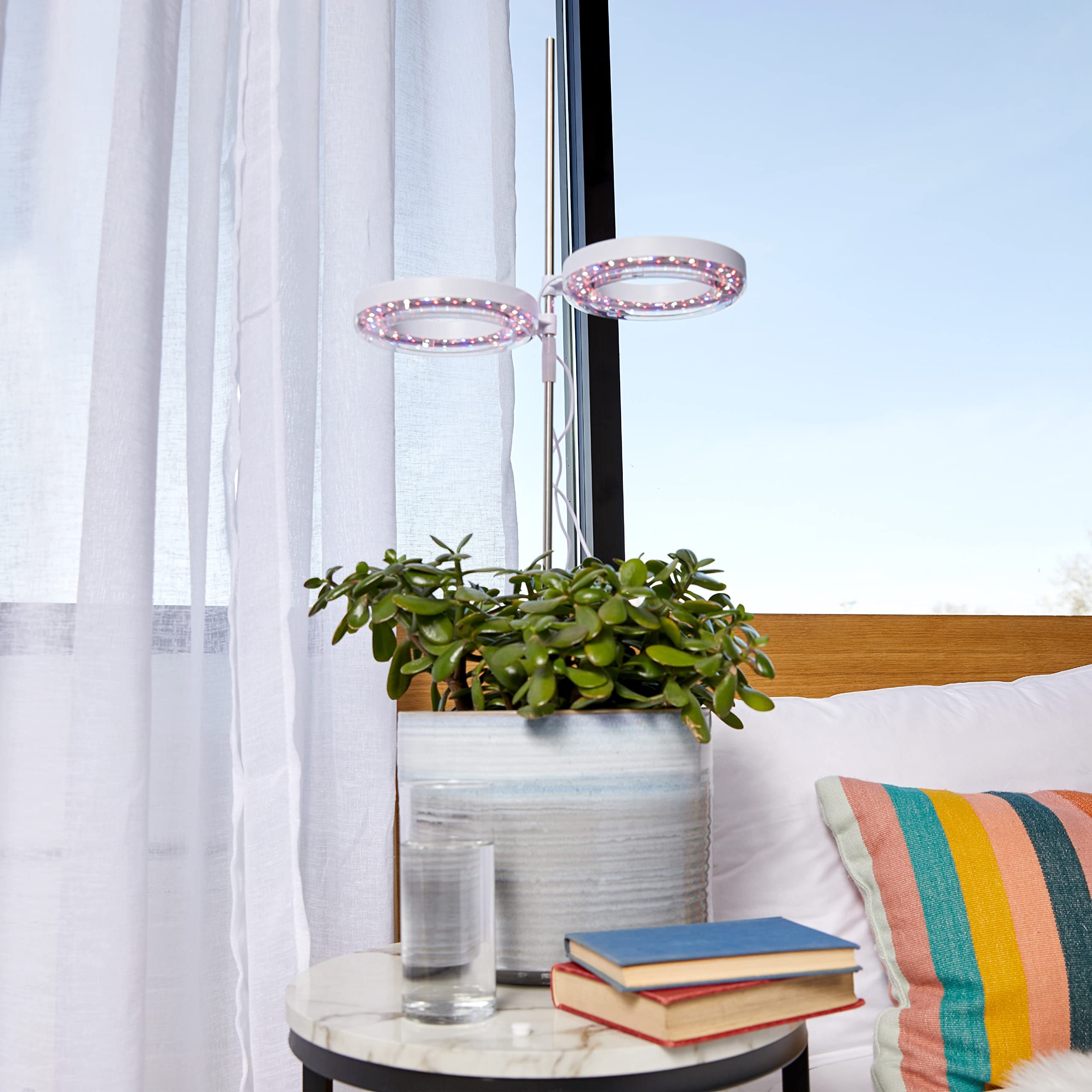 Halo Plant Light - 2 Adjustable LED Rings with Red Blue White Full Spectrum - Indoor Grow Lights for Plants, Seedlings, Succulents & Herbs - Perfect for Home Gardening, Hydroponics & Greenhouse Use