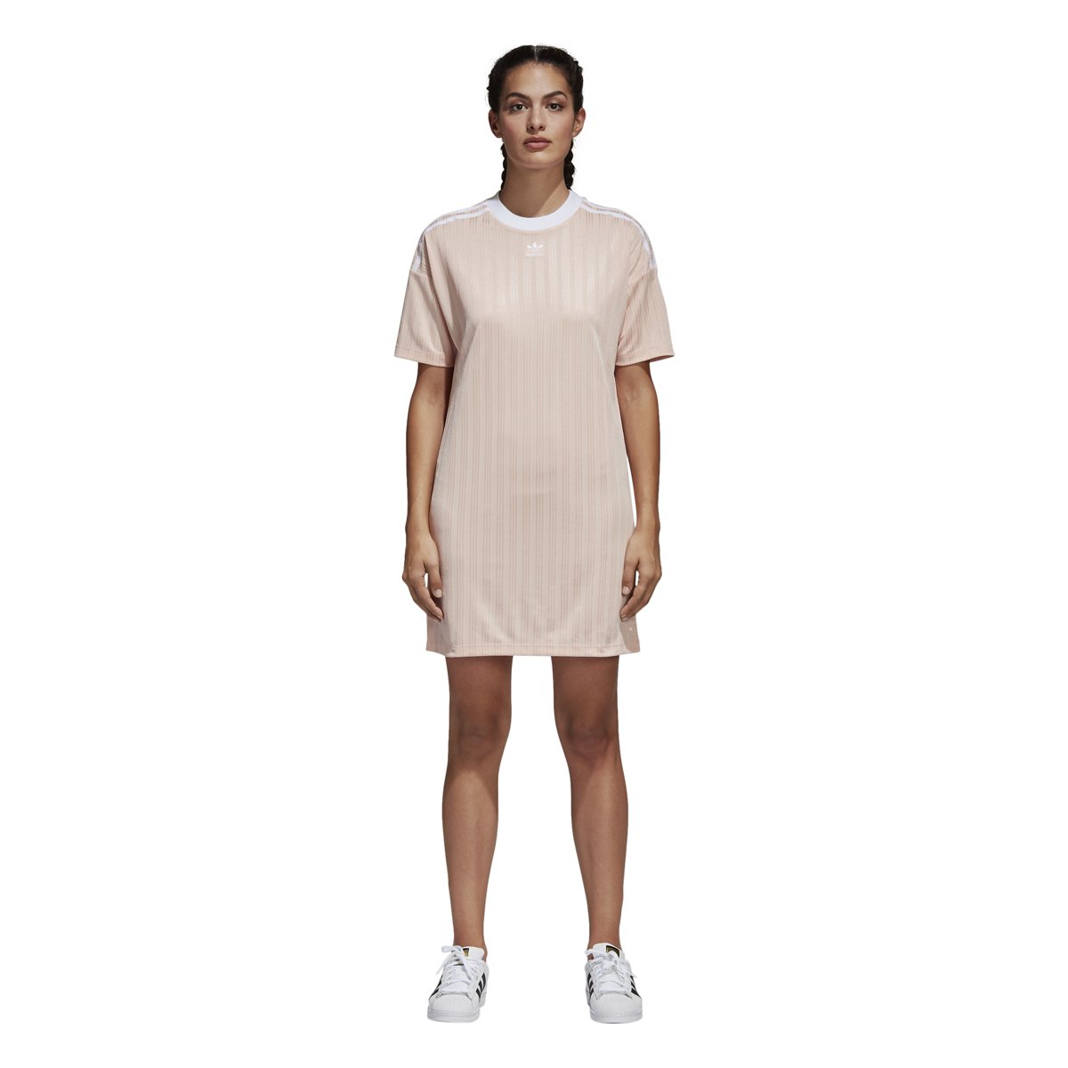 Adidas Women's Originals Trefoil Dress - Pink & White (Size M) | Casual Summer Dress for Women | Perfect for Beach, Shopping & Daily Wear