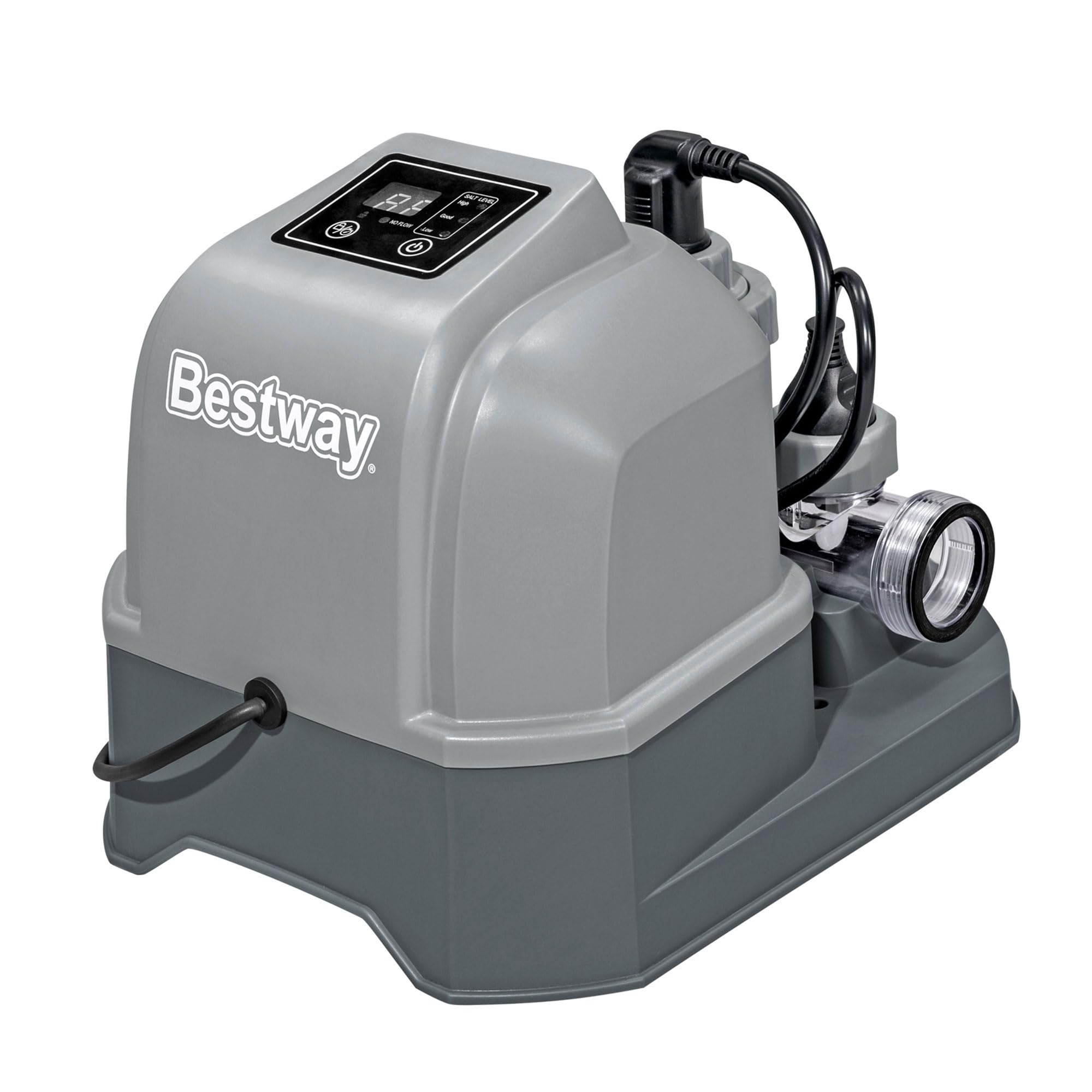 Bestway Flowclear Hydrogenic 6 G/H Digital Self-Cleaning Saltwater Chlorinator with Adapters & pH Test Strips - Above Ground Pool Salt Chlorine Generator System for Easy Water Maintenance & Crystal Clear Swimming
