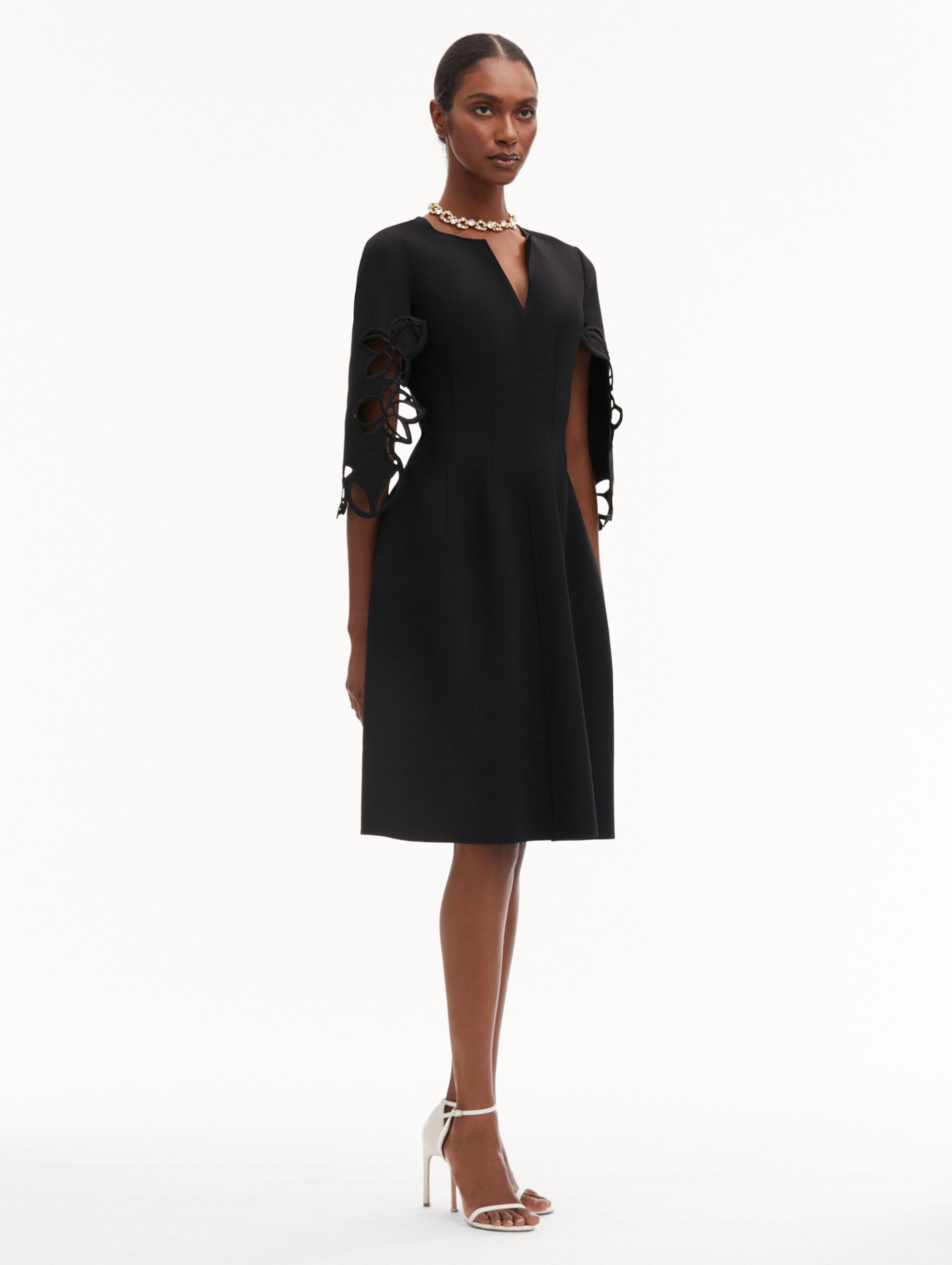 Elegant Orchid Sleeve Split Neck Dress for Women - Floral Print Summer Party & Wedding Guest Dress