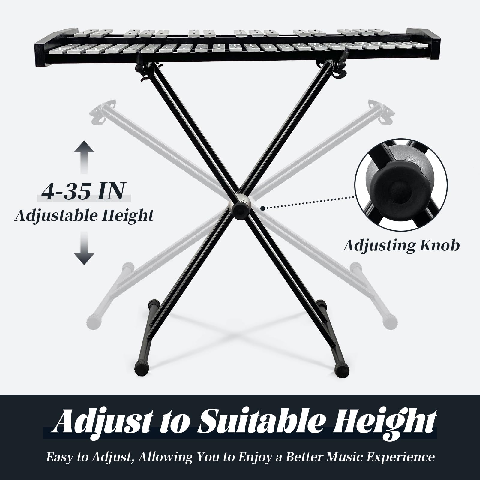 37-Key Foldable Aluminum Xylophone for Adults - Professional Glockenspiel with Adjustable Stand, 4 Mallets & Carrying Bag - Perfect for Music Education, Therapy & Live Performances