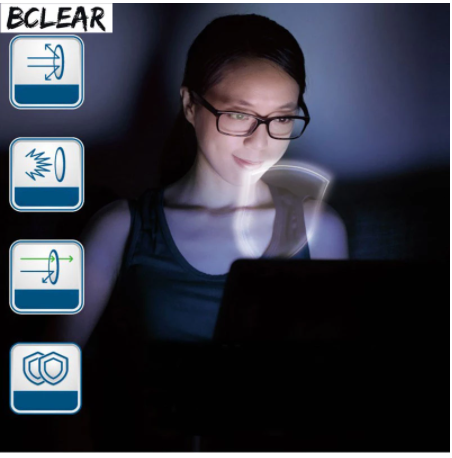 BCLEAR 1.67 High Index Aspheric Photochromic Anti-Blue Light Lenses for Myopia (SPH 0.00-12.00, CYL 0-2.00) - Gray Color - Perfect for Outdoor Activities & Digital Screen Protection
