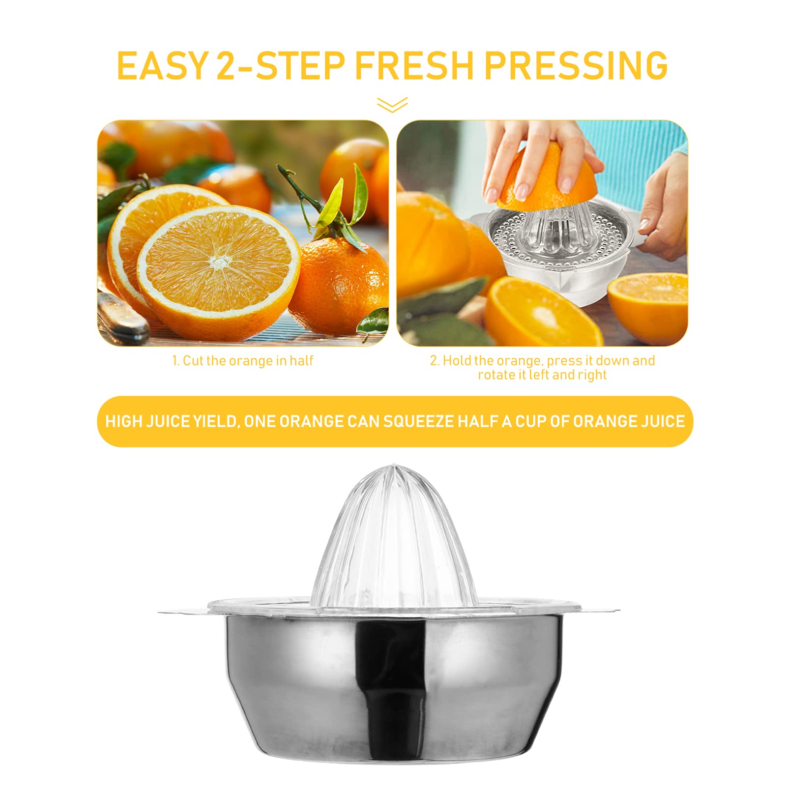 DOITOOL Manual Lemon Juicer & Orange Squeezer - Hand Press Citrus Fruit Juice Extractor for Fresh Lemonade, Cocktails & Healthy Drinks - Perfect for Home Kitchen, Bar & Restaurant Use