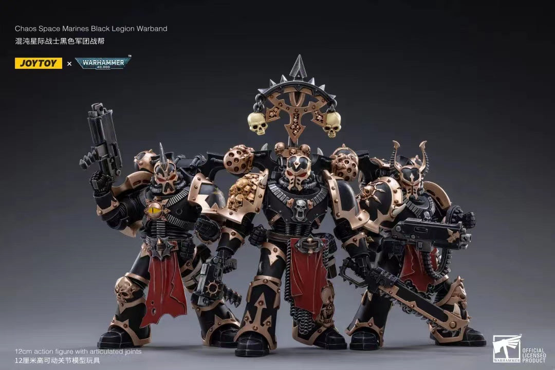 JOYTOY 1/18 Scale Warhammer 40K Chaos Space Marines Black Legion Action Figure Set (3pcs) - Perfect for Tabletop Gaming, Collecting & Display