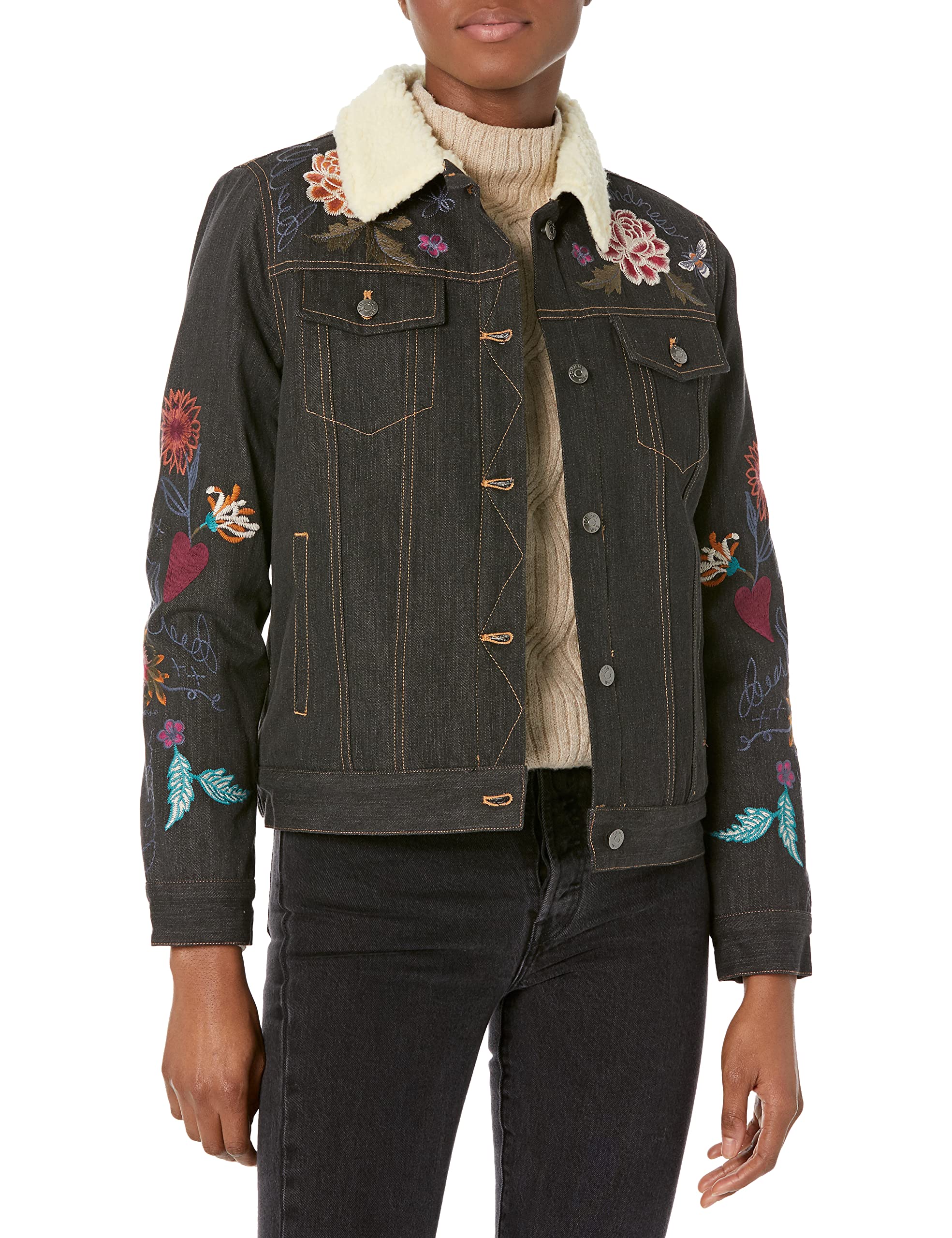 Johnny Was Women's Denim Jacket - Vintage Style Distressed Denim Jacket for Women | Casual Outerwear for Fall & Spring | Perfect for Layering, Weekend Outings & Boho Fashion