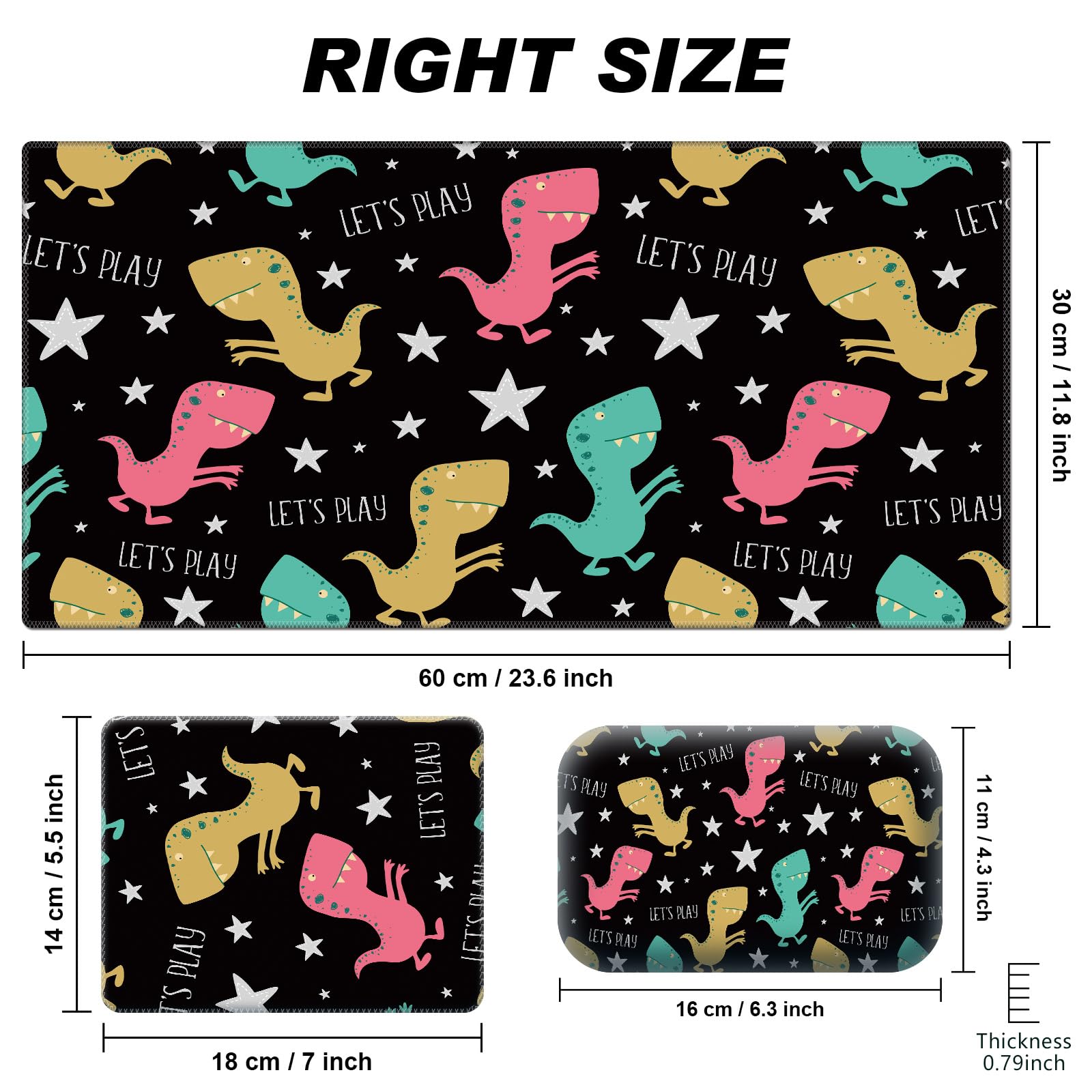 Non-Slip Dinosaur Mouse Pad Set with Wrist Support - Keyboard Pad & Small Mouse Mat for Laptop, Wireless Mouse, Home Office & Travel Use - Cute Dinosaur Design for Comfortable Computer Workstation