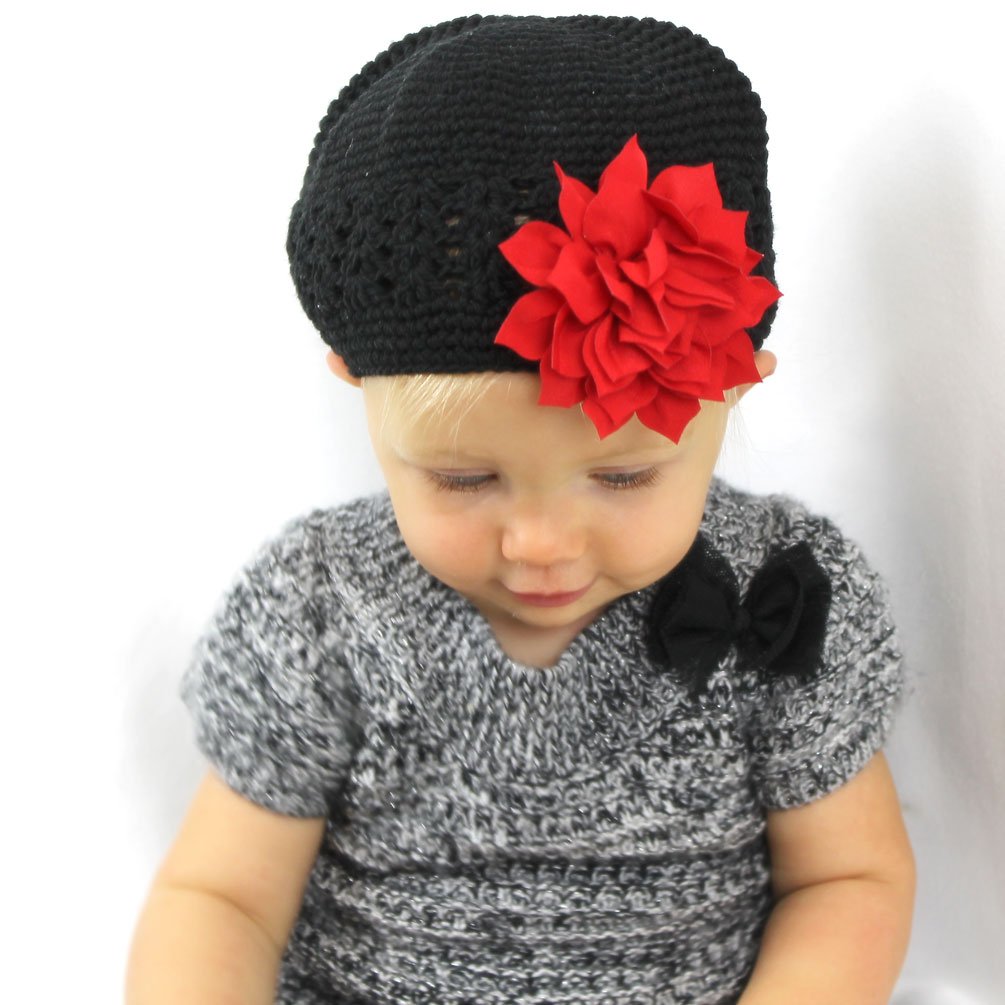 Adorable Crochet Beanie Hat with Flower for Baby Girls - Soft & Stylish Infant Headwear for Newborns, Photos, Parties & Winter Outfits
