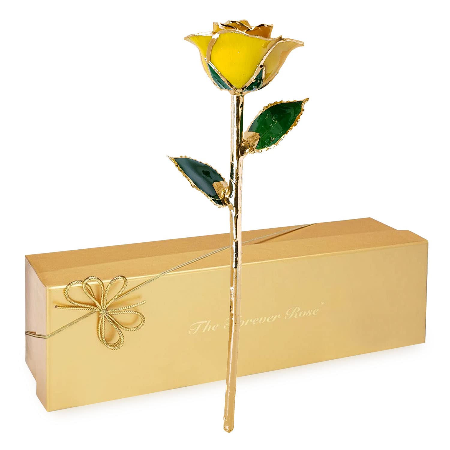 24K Gold Dipped Forever Rose - Real Preserved Yellow Rose with Certificate of Authenticity | Romantic Anniversary Gift for Her, Valentine's Day Present, Wedding Decoration, Home & Office Luxury Décor