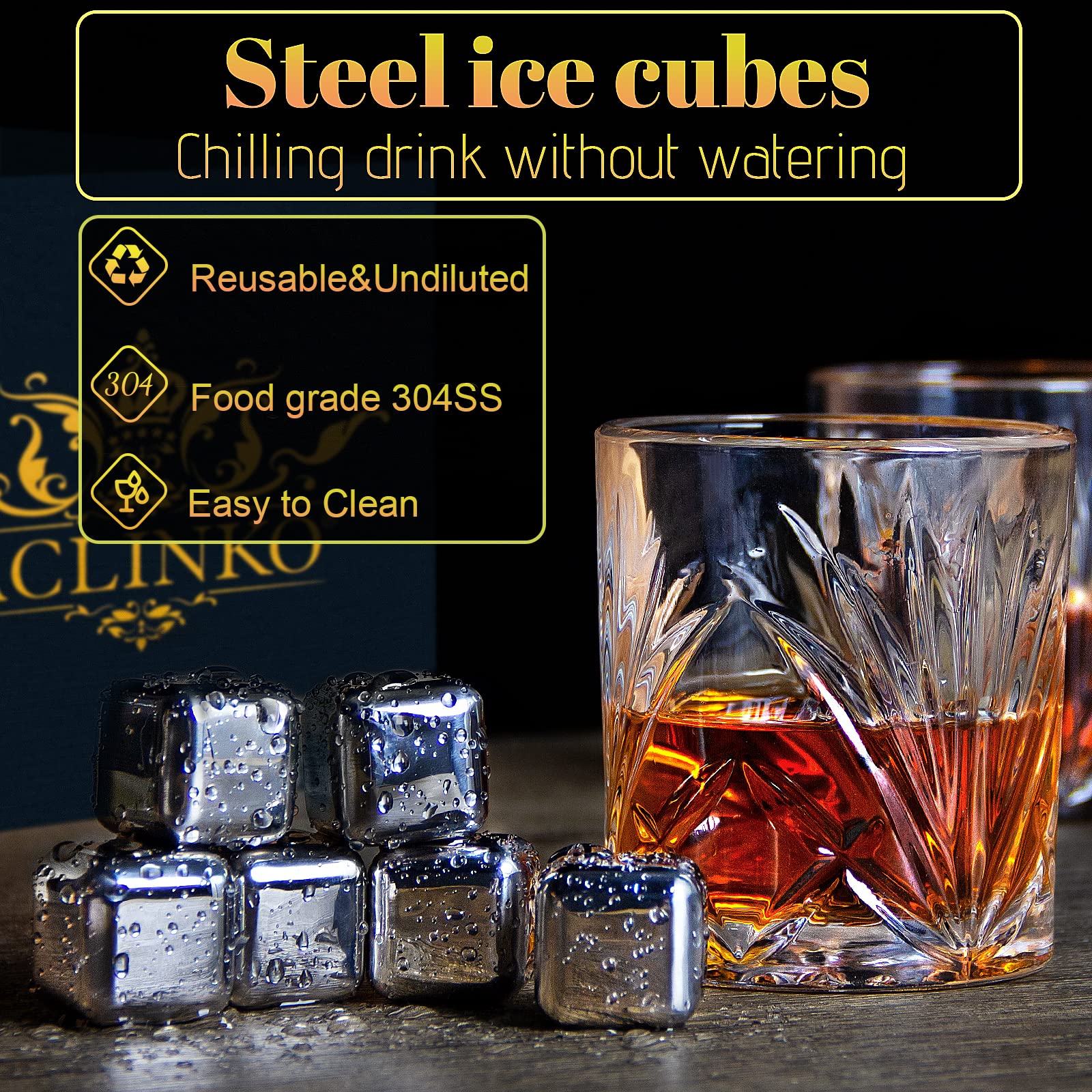 Premium Whiskey Stones Gift Set for Men - 2 Whiskey Glasses Included | Unique Birthday, Christmas, Anniversary, Retirement Gifts for Dad, Husband, Boyfriend | Perfect for Home Bars, Man Caves & Whiskey Lovers