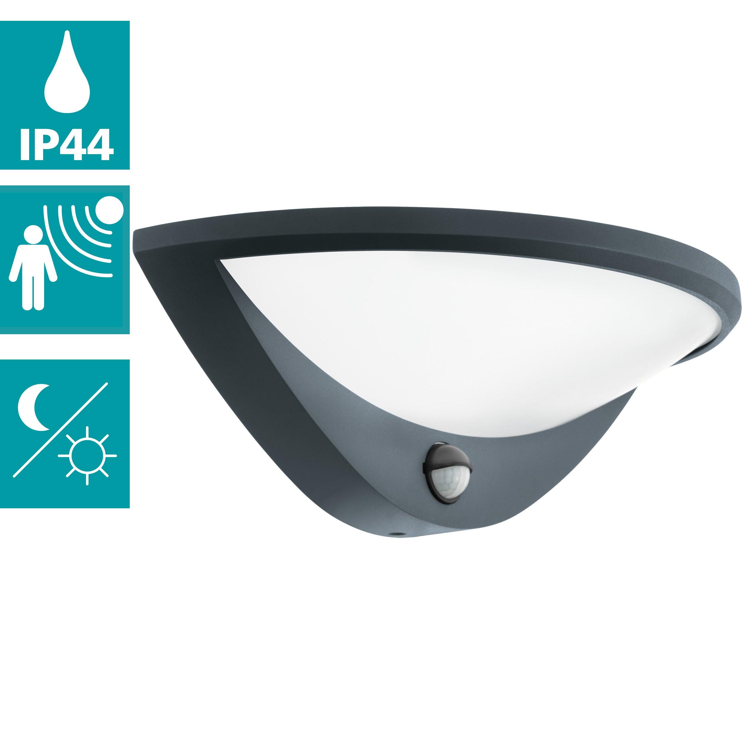 Eglo Belcreda IP44 Grey LED Outdoor Wall Light - Weatherproof & Energy Efficient - Perfect for Patio, Garden, and Porch Lighting