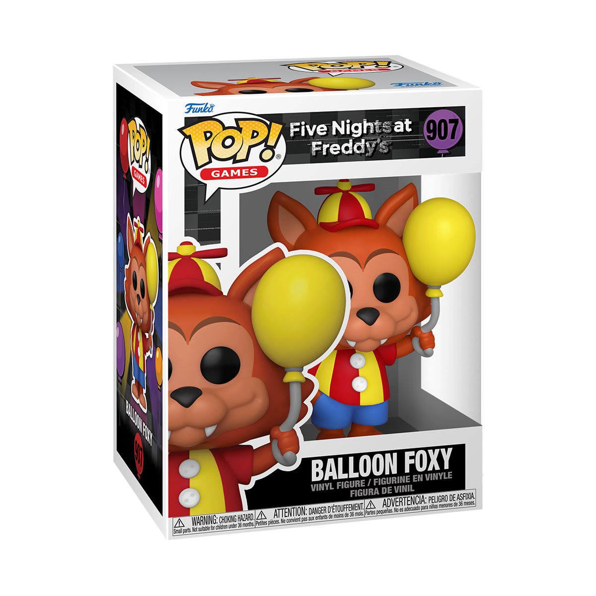 Five Nights at Freddy's Balloon Foxy Pop! Vinyl Figure #907 - Collectible Horror Game Merchandise for Fans & Gift for Gamers