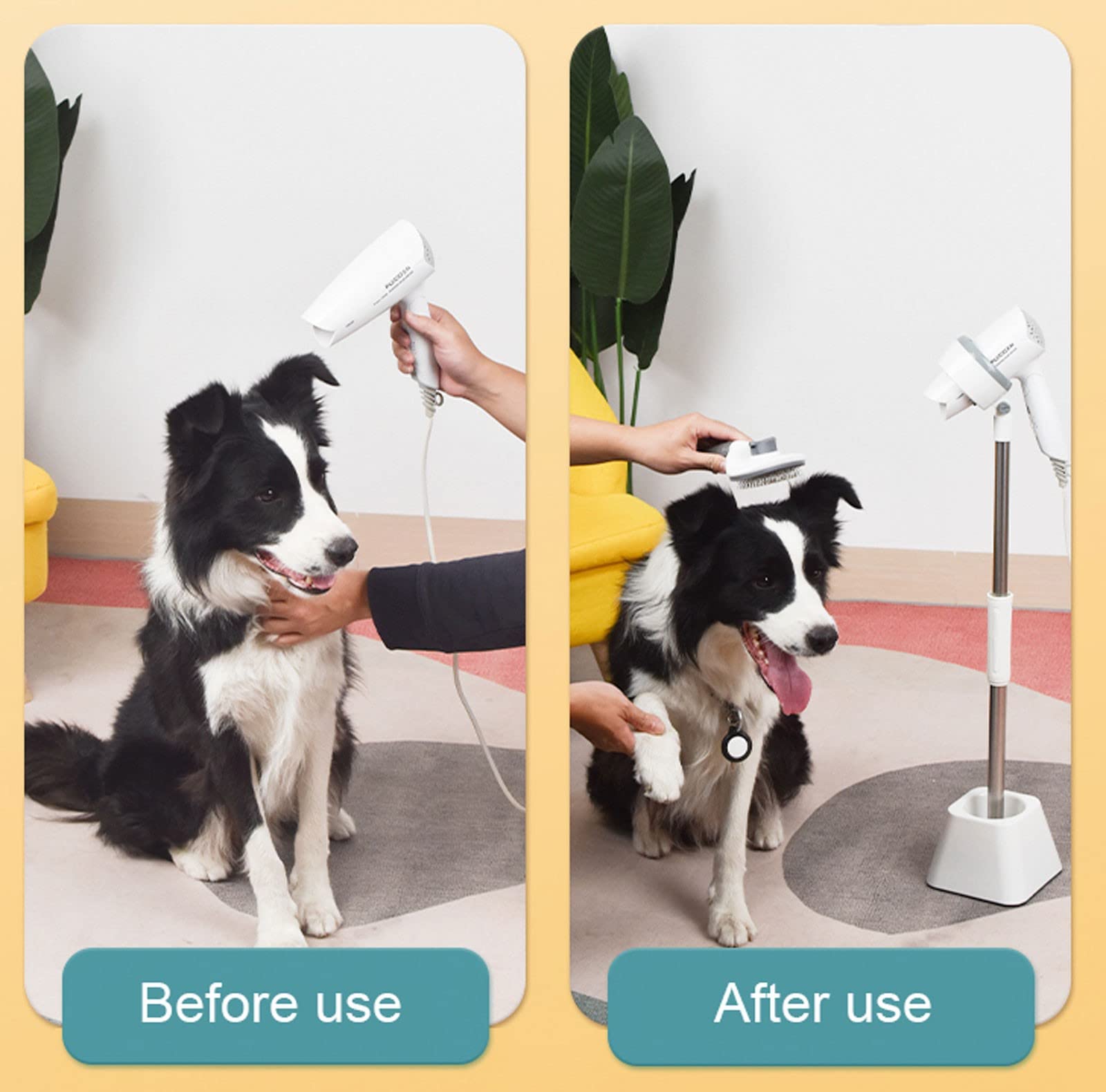 360° Rotating Hands-Free Hair Dryer Stand with Heavy Base - Adjustable Height Blow Dryer Holder for Bathroom, Vanity & Makeup Room - Perfect for Home Salon & Pet Grooming Table (Ideal for Styling, Drying & Grooming)
