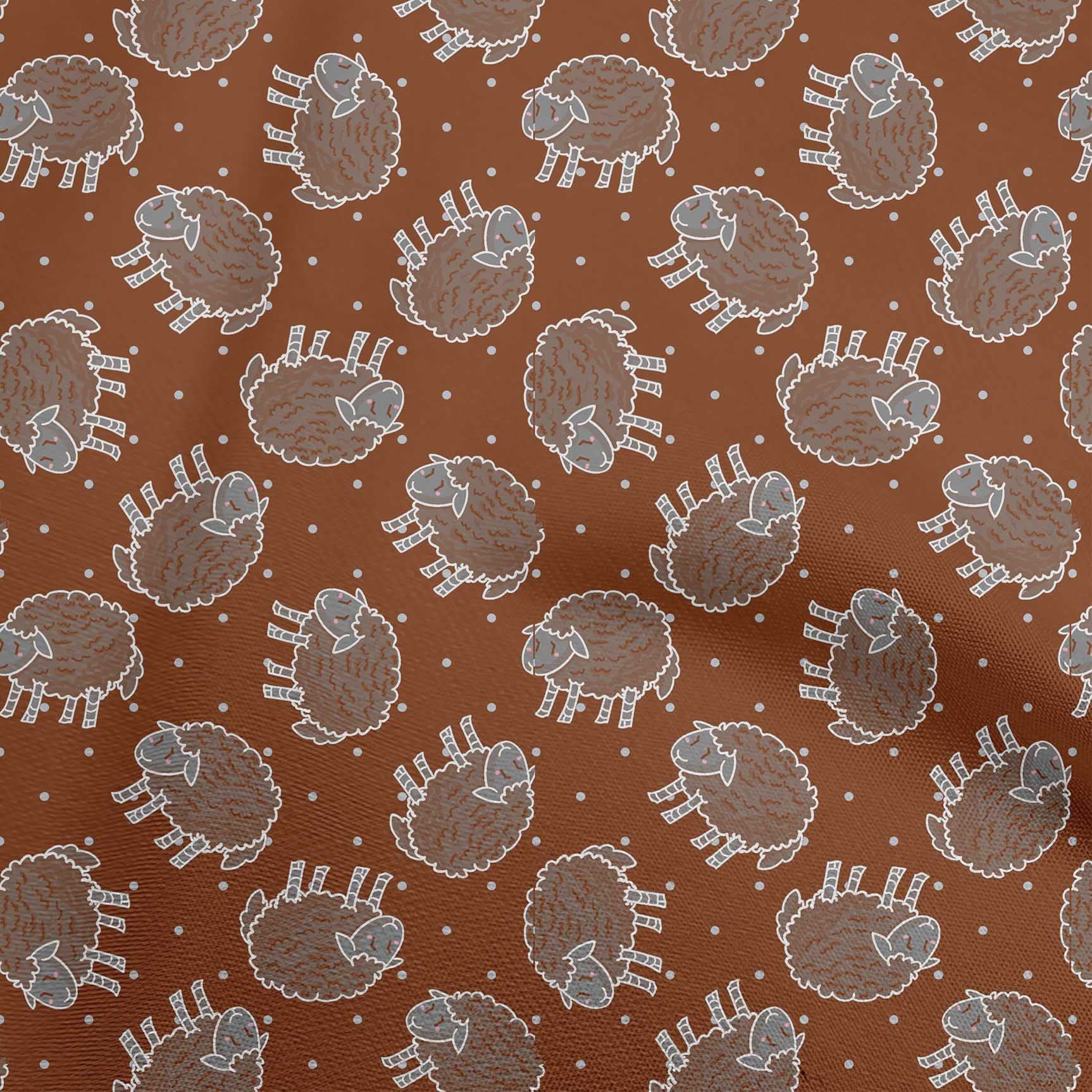 oneOone Polyester Spandex Maroon Fabric for Kids - Soft Sheep Print DIY Sewing Material (56