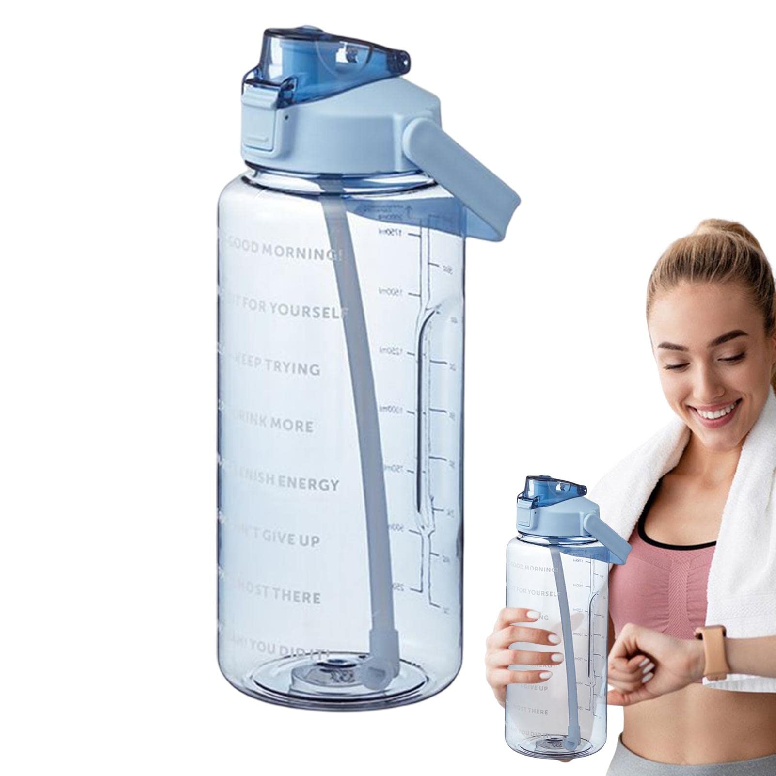 2L Large Water Bottle with Time Marker & Fruit Infuser - Leak-Proof Sports Bottle for Gym, Fitness & Outdoor Activities | Perfect for Hydration Tracking & Fruit-Infused Drinks During Workouts, Hiking & Sports