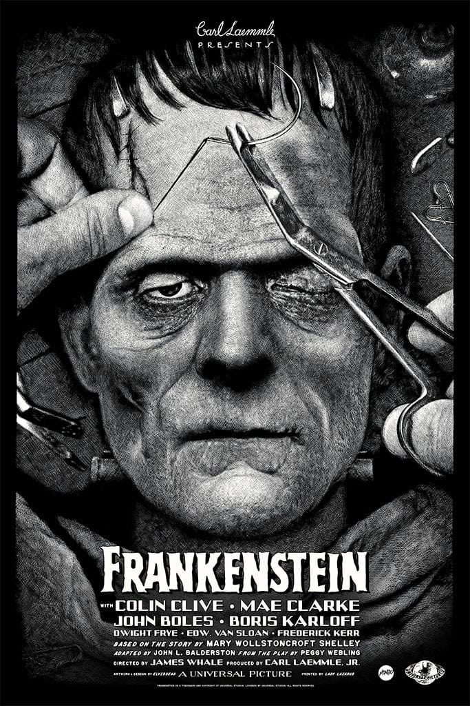 Frankenstein Movie Poster - Limited Edition Screen Printed Art - Perfect for Horror Fans & Home Theater Decor