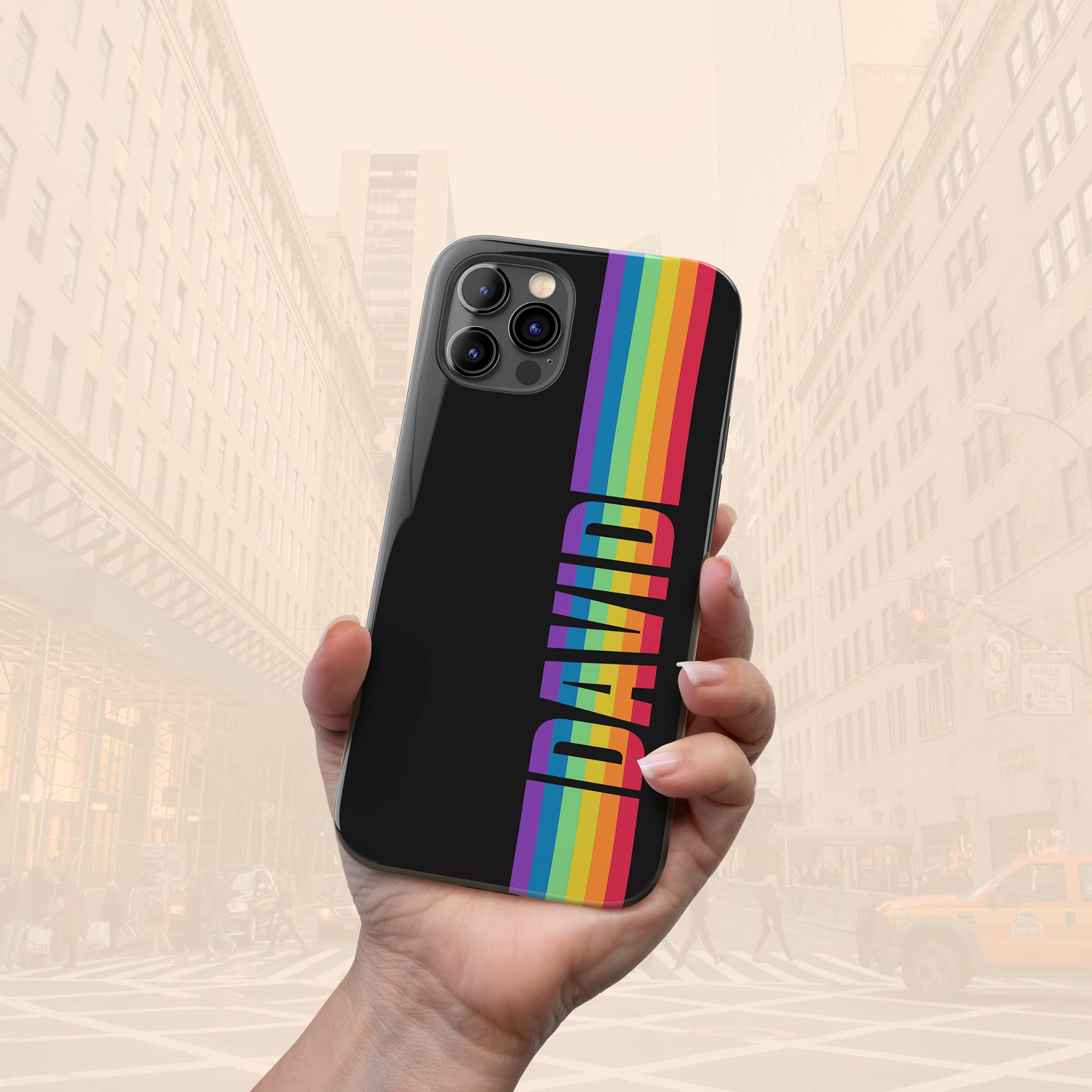Custom LGBTQ Pride Rainbow Phone Case with Personalized Name - Compatible with iPhone 16 Plus, 15 Pro Max, 14, 13 Mini, 12, 11, X/XS Max, XR, 7/8 - Perfect for Pride Events, Daily Use & Gift Giving