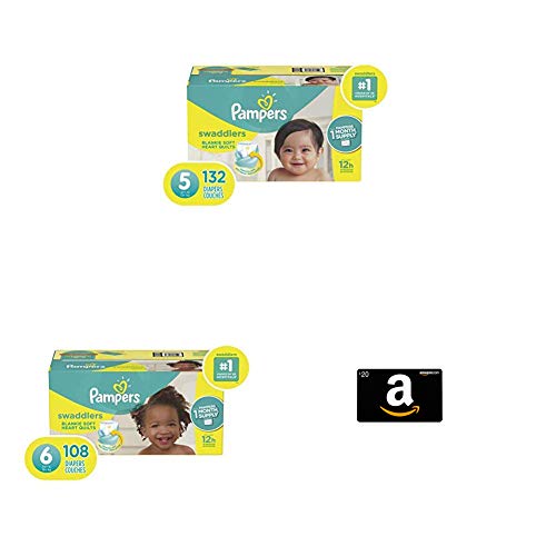 **Premium Baby Diapers Size 5 (132 Count) & Size 6 (108 Count) with Free Amazon Gift Card - Perfect for Newborns, Toddlers & Baby Showers**