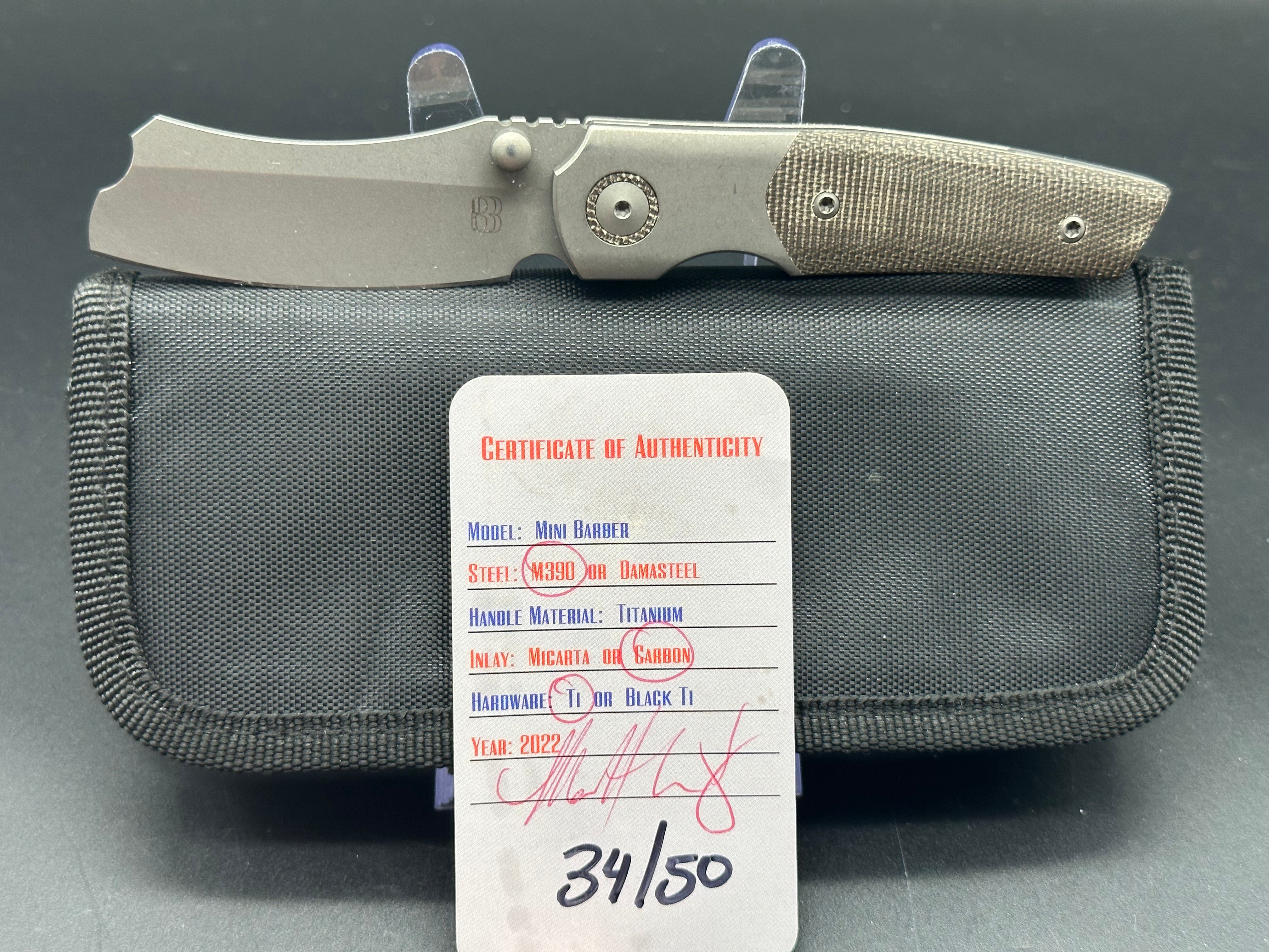 Berg Blades Mini Barber Pocket Knife - Green Micarta Handle, Compact EDC Knife for Everyday Carry, Camping, Hiking & Outdoor Adventures