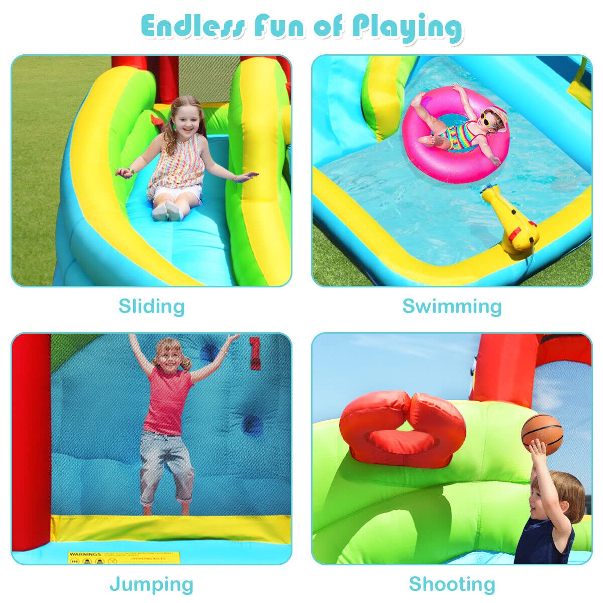 BOUNTECH Inflatable Water Slide for Kids - Outdoor Bounce House with Waterslide, Splash Pool & Climbing Wall | Fun Backyard Party Gift for Toddlers, Boys & Girls | Perfect for Summer Parties, Birthdays & Family Gatherings