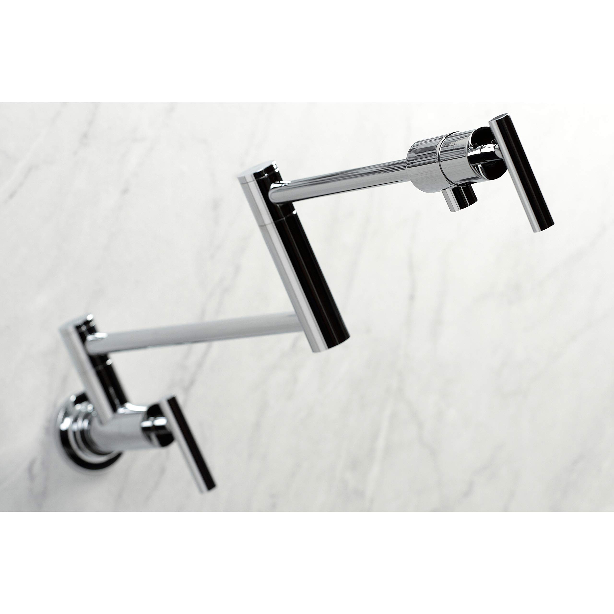 Kingston Brass KS4101CML Manhattan Wall Mount Pot Filler Faucet - Polished Chrome Finish - Ideal for Kitchen Sink & Cooking Area