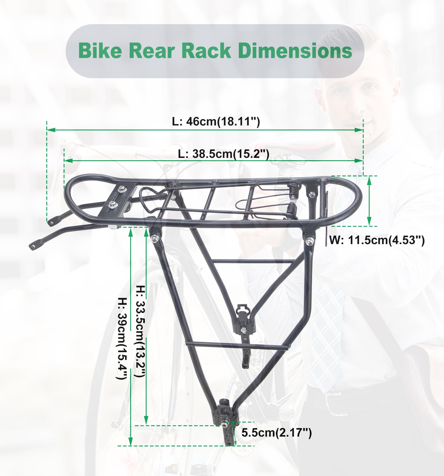 Lightweight Aluminum Rear Bike Rack - 55LB Load Capacity for Mountain & Road Bicycles (24