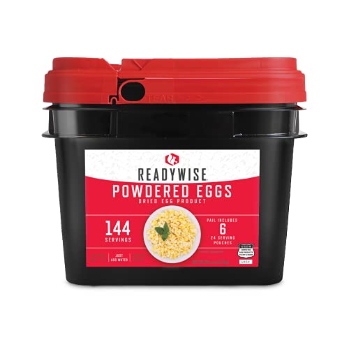 ReadyWise Emergency Food Supply - Freeze-Dried Powdered Eggs | 144 Servings Survival Food Kit for Camping, Hiking & Disaster Preparedness | Long Shelf Life Emergency Storage & Prepper Supplies | Perfect for Outdoor Adventures & Natural Disasters