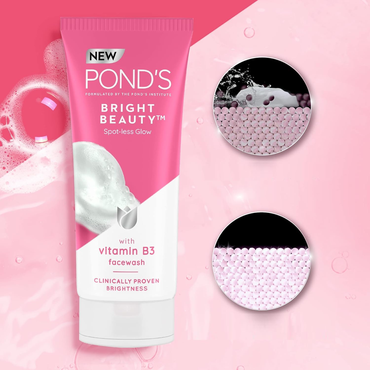 POND'S White Beauty Facial Foam 100g - Brightening & Hydrating Face Wash for Glowing Skin | Pack of 1 | Perfect for Daily Skincare Routine & Travel