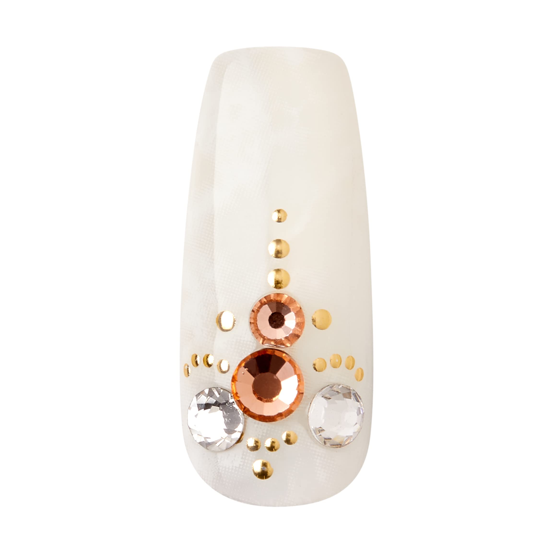 KISS Masterpiece Luxe Manicure Kit - Long Coffin Fake Nails with 30 Pieces & 12 Accent Nails | Includes Nail Glue & File | Perfect for Parties, Weddings & Special Occasions