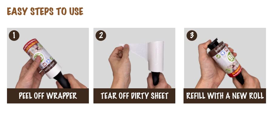 Pet Hair Lint Roller - Sticky Fur Remover for Clothes, Dog & Cat Hair - 360 Sheets Reusable - Perfect for Home, Office & Travel