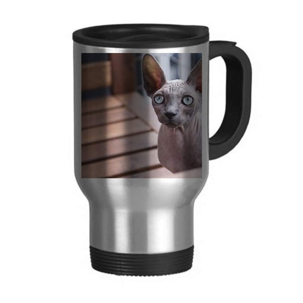 Big Ears Cat Travel Mug - Stainless Steel Flip Lid Tumbler with Leak-Proof Design for Coffee, Tea & Hot Drinks - Perfect for Car, Office & Outdoor Adventures