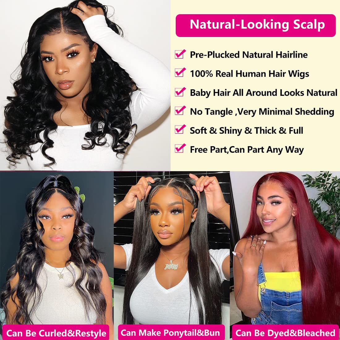 Premier 360 Lace Front Wigs Human Hair - Bouncy Body Wave Brazilian Remy Human Hair Wigs for Black Women | Pre-Plucked with Baby Hair, 150% Density, 14 Inches Natural Color | Perfect for Daily Wear, Parties, and Special Occasions