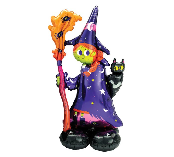 Halloween Little Witch with Broom Air Bouquet - Spooky Decor for Halloween Party, Home & Office Decoration