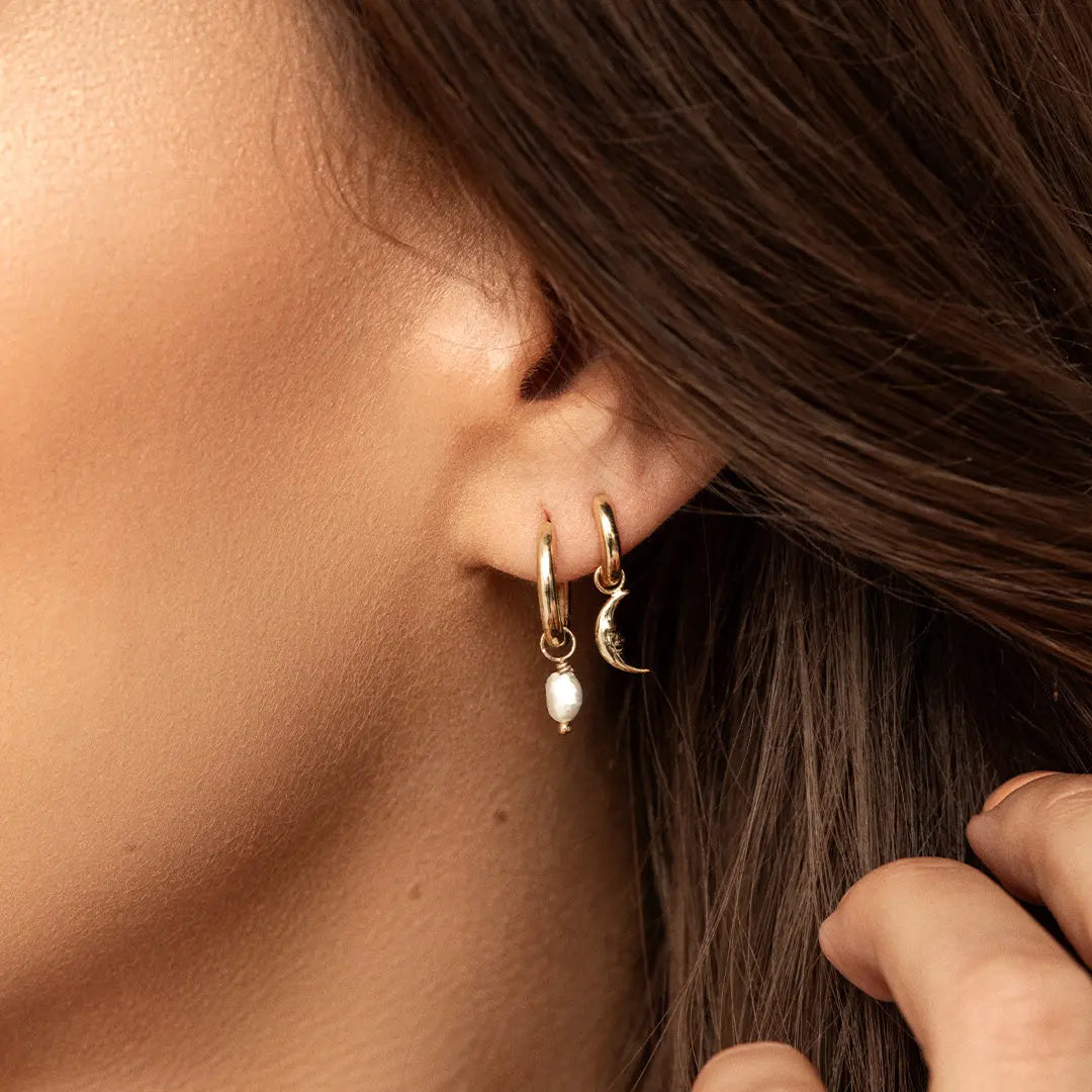 Pearl Plain Hoops Earrings - Natural Stone Jewelry for Women | Perfect for Everyday Wear, Office & Special Occasions