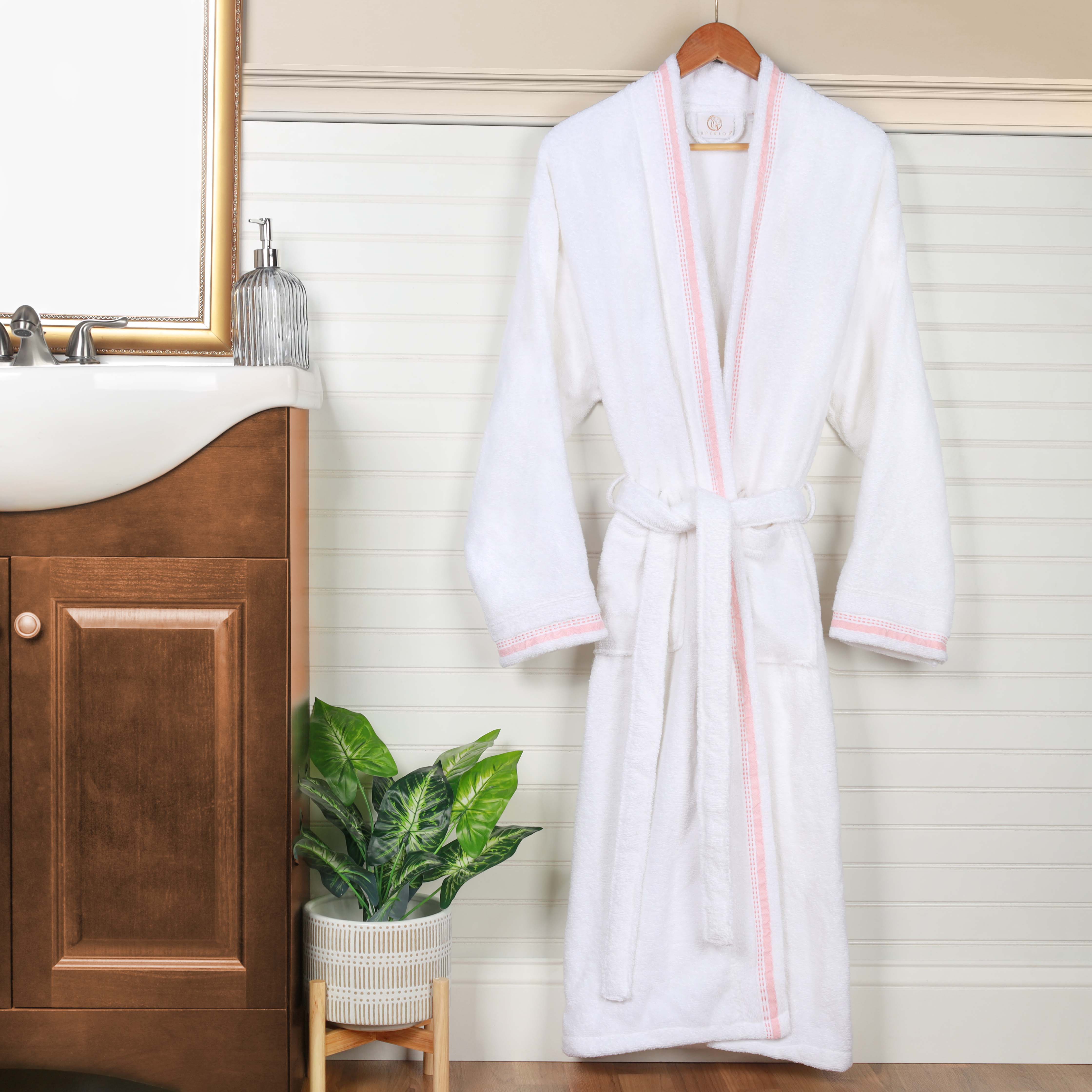 Unisex Cotton Terry Kimono Bathrobe with Embroidery - Soft & Absorbent Bath Robe for Spa, Hotel, Home Relaxation & Gift Giving